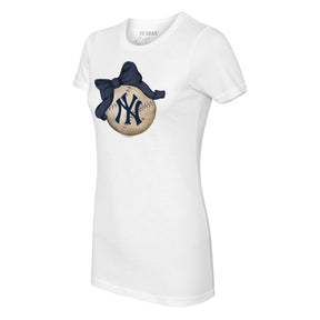 New York Yankees Baseball Bow Tee Shirt Women's 2XL / White