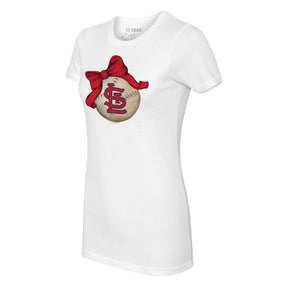 St. Louis Cardinals Baseball Bow Tee Shirt Women's XL / White