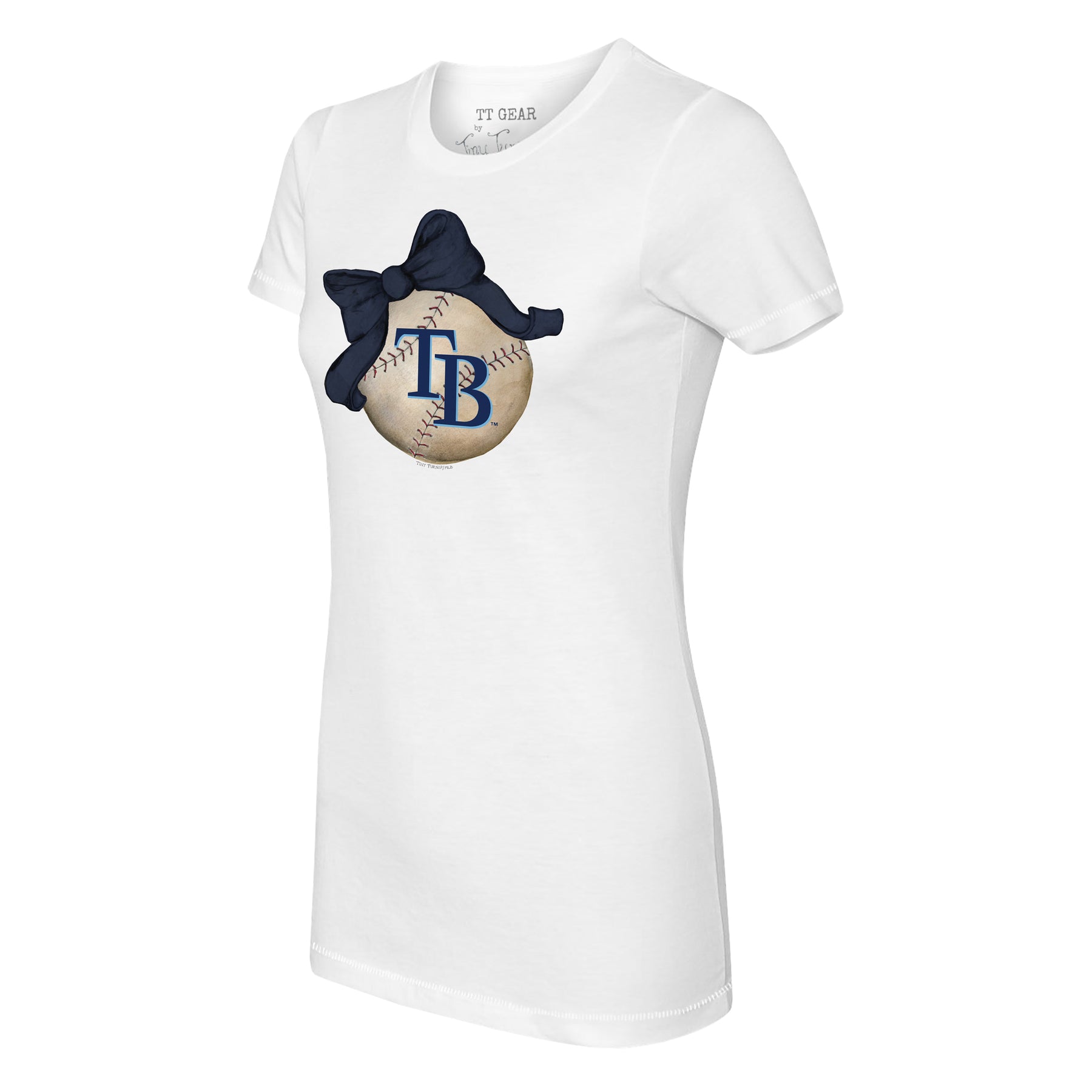 Tampa Bay Rays Baseball Bow Tee Shirt Women's 2XL / Navy Blue