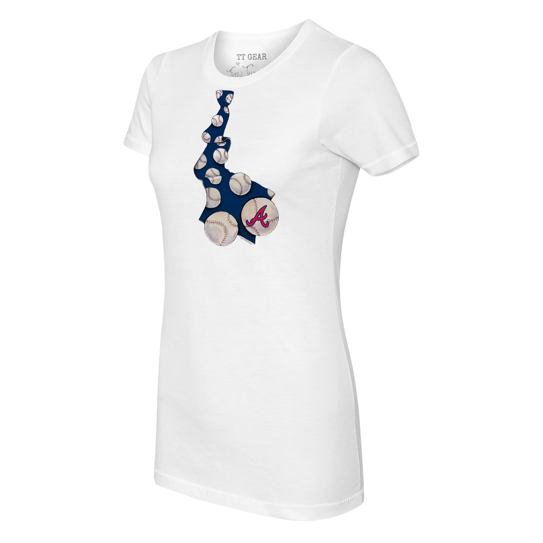 Atlanta Braves Baseball Tie Tee Shirt Women's XS / Navy Blue