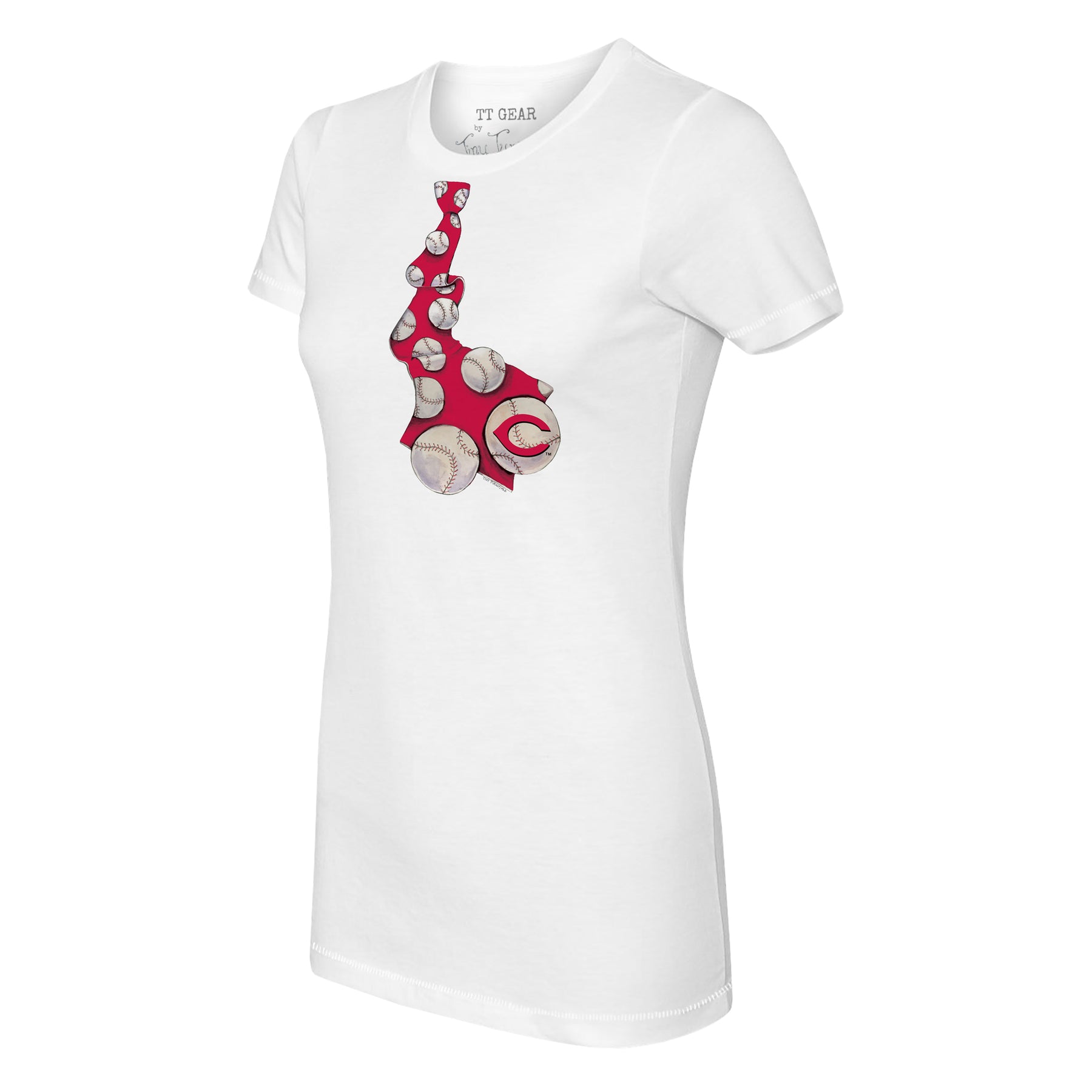 Tiny Turnip Cincinnati Reds Baseball Tie Tee Shirt Women's XS / White