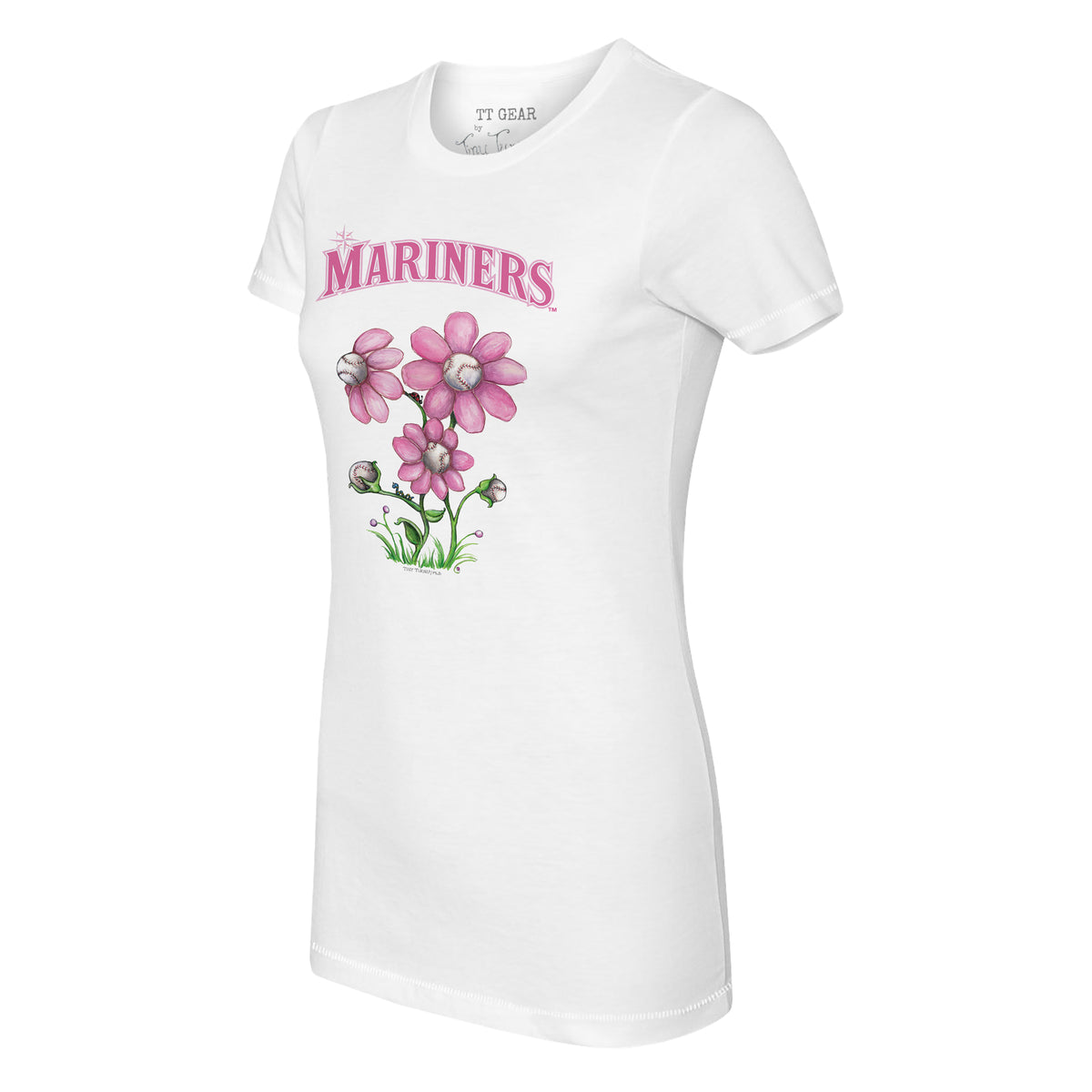 Tiny Turnip Seattle Mariners Women's White Shark Logo T-Shirt