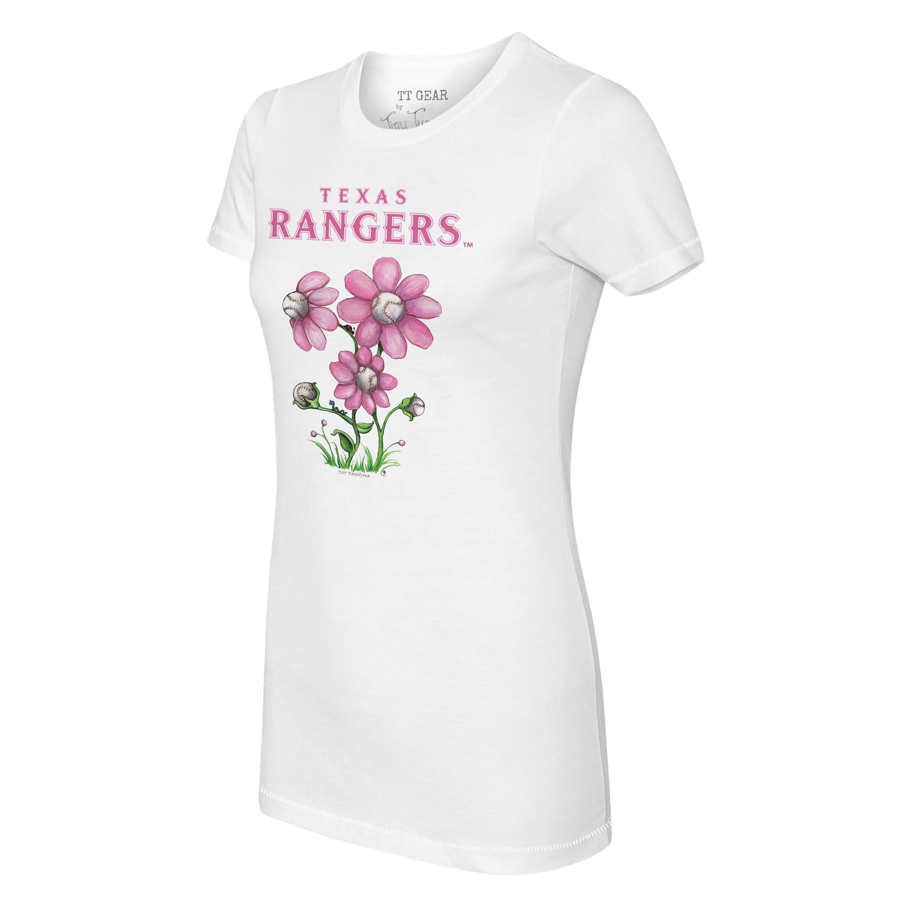 Texas Rangers Blooming Baseballs Tee Shirt Women's Small / White