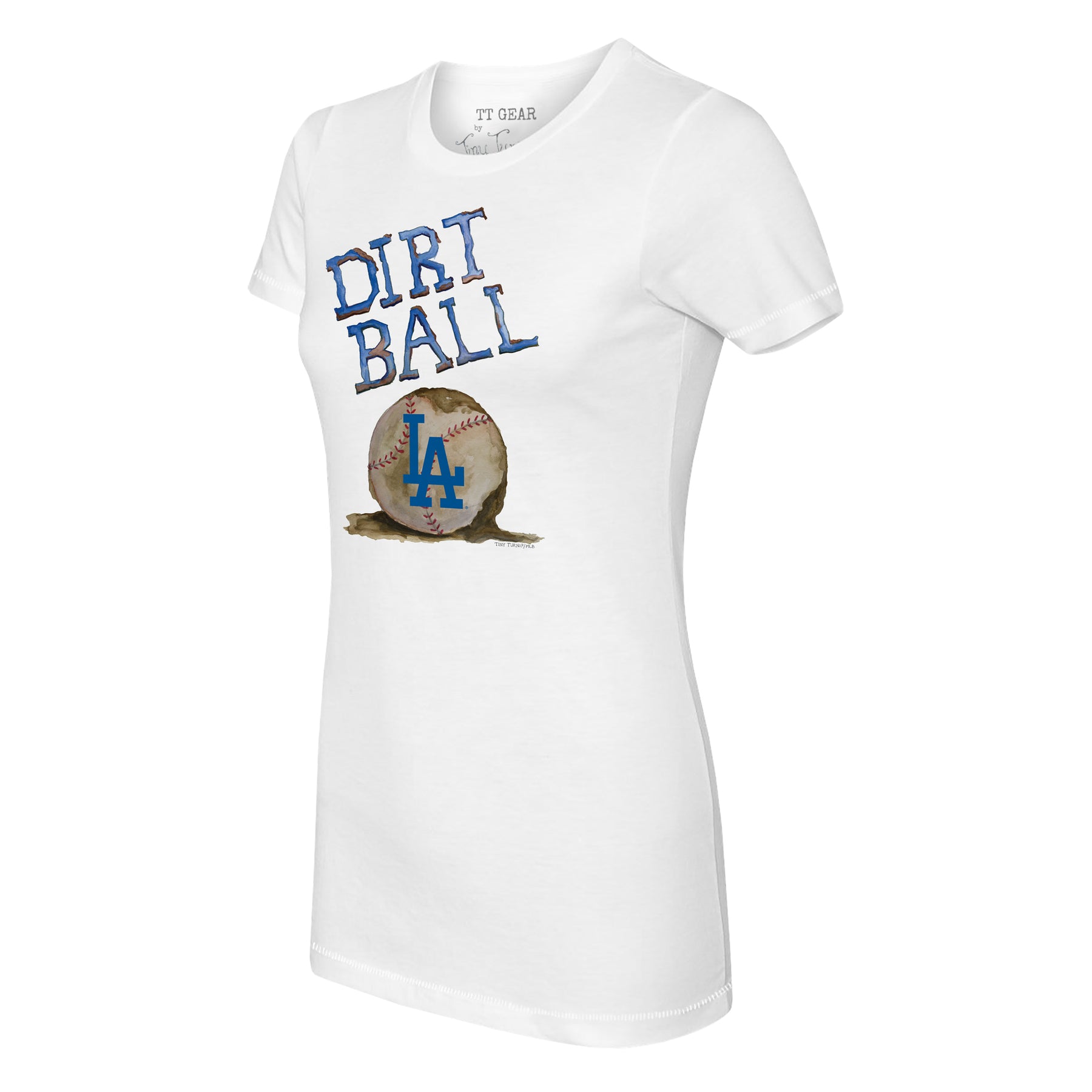 Tiny Turnip Los Angeles Dodgers Youth White Baseball Bow T-Shirt