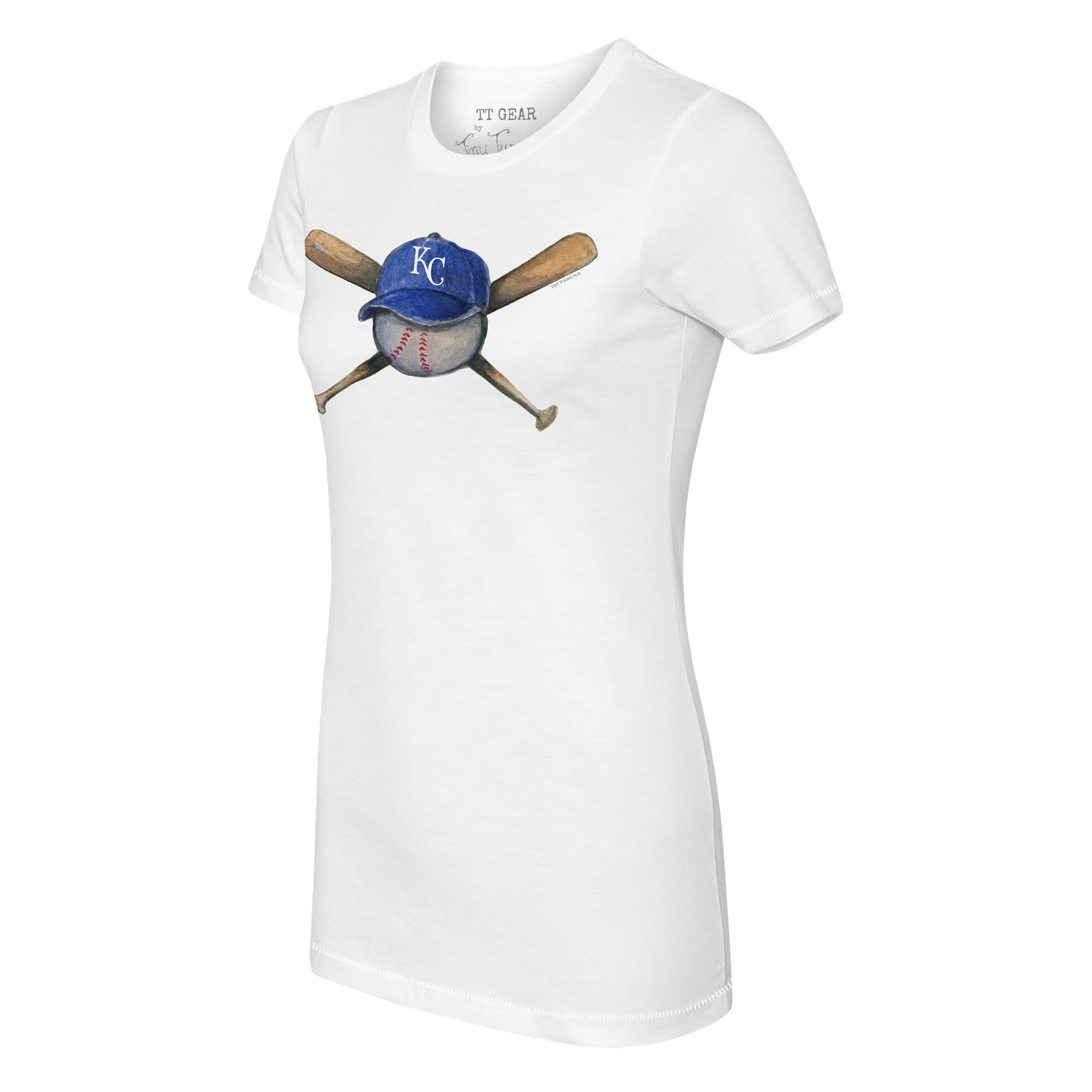 Women's Tiny Turnip White Kansas City Royals Stitched Baseball T-Shirt Size: Medium