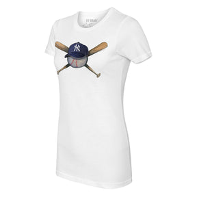 New York Yankees Tiny Turnip Women's Sundae Helmet T-Shirt - White