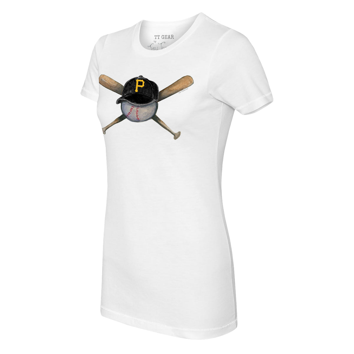 Toddler Tiny Turnip White Pittsburgh Pirates Baseball Bow T-Shirt