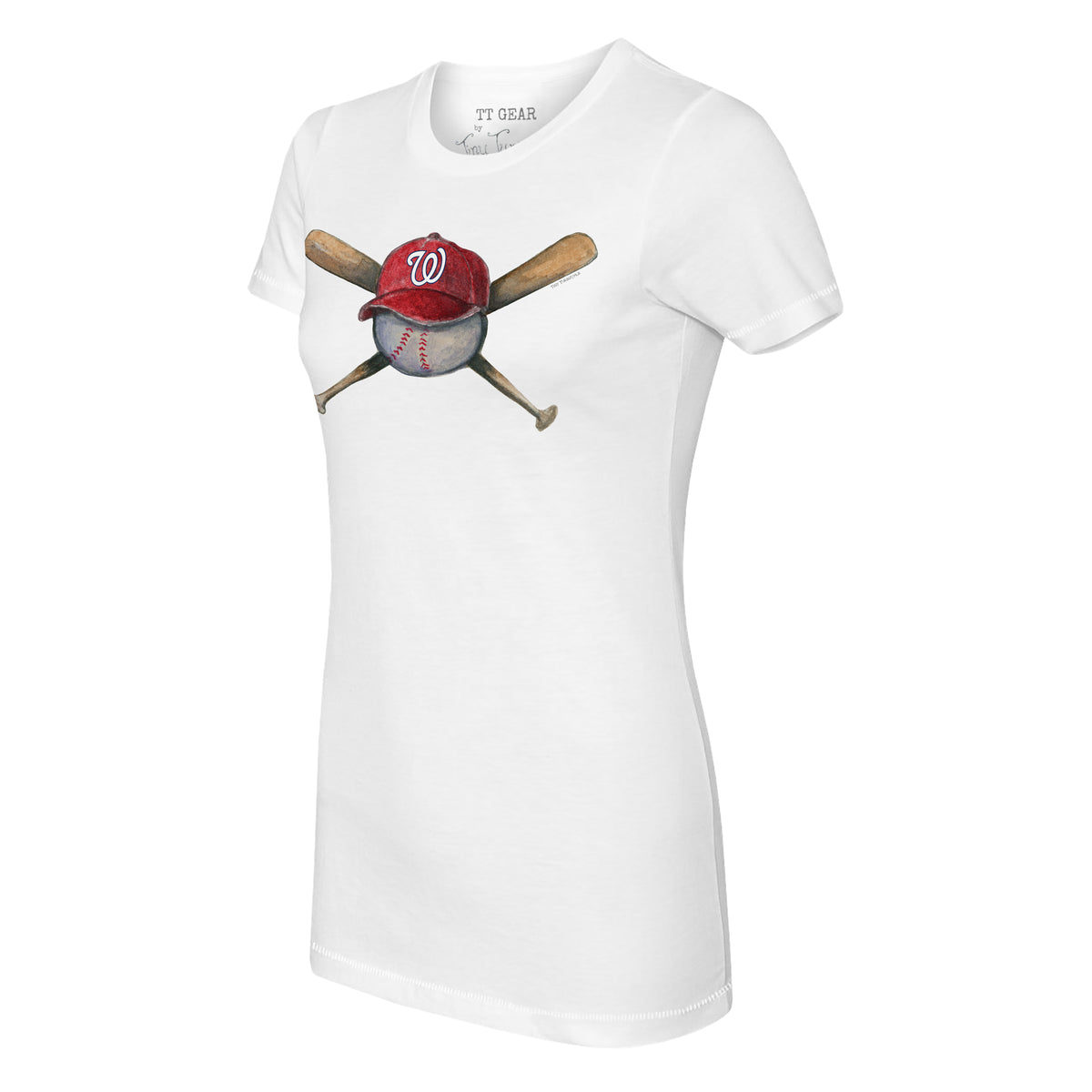 Tiny Turnip Washington Nationals Girls Youth White Kate the Catcher Fringe  T-Shirt