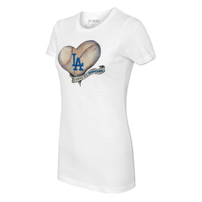 Tiny Turnip Los Angeles Dodgers Baseball Heart Banner Tee Shirt Women's Large / Royal Blue