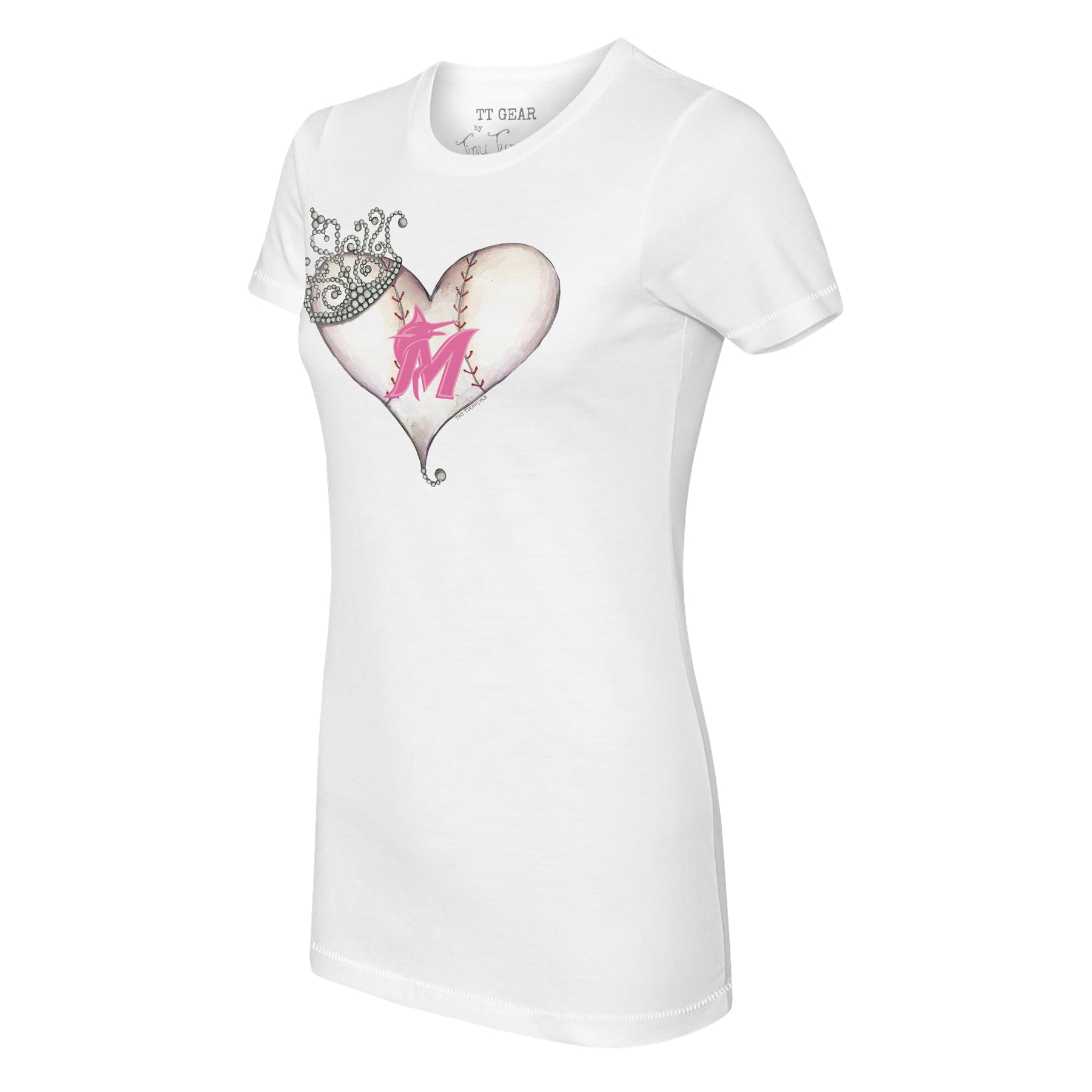Miami Marlins Tiara Heart Tee Shirt Youth Large (10-12) / White