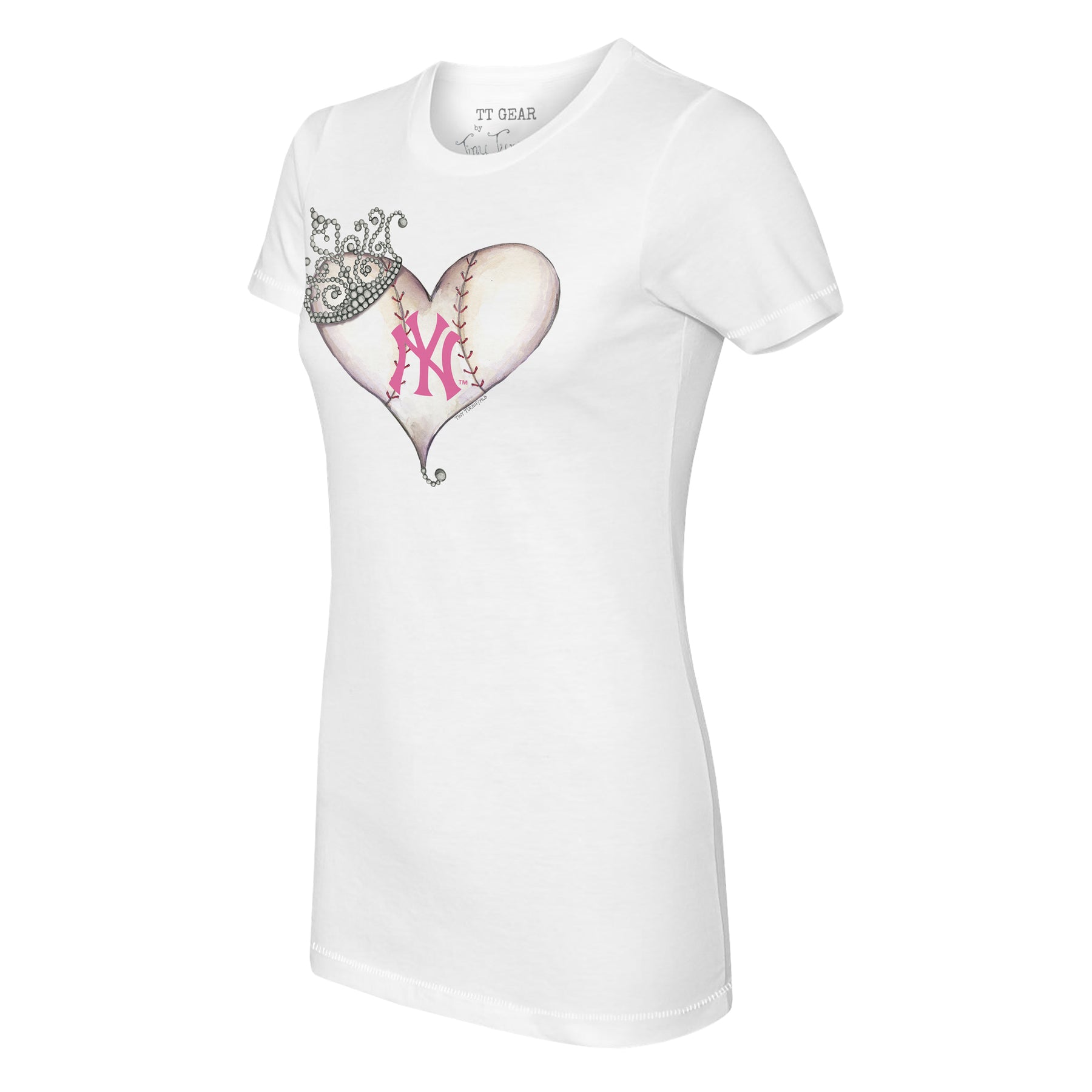 New York Yankees Tiara Heart Tee Shirt Women's Medium / White