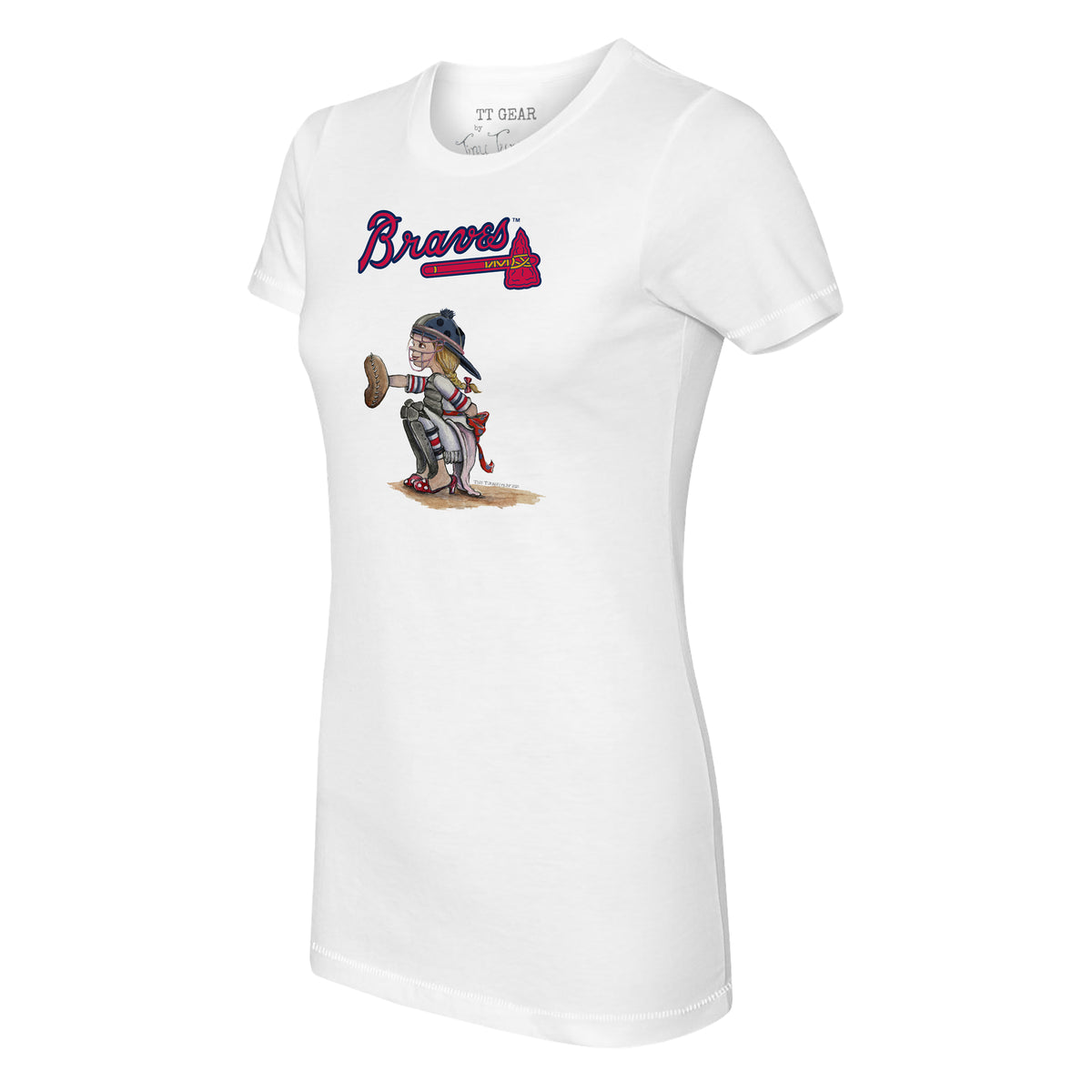 Infant Tiny Turnip White/Navy Atlanta Braves Peace Love Baseball Raglan 3/4 Sleeve T-Shirt