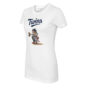 Mlb Minnesota Twins Women's Short Sleeve V-neck Fashion T-shirt