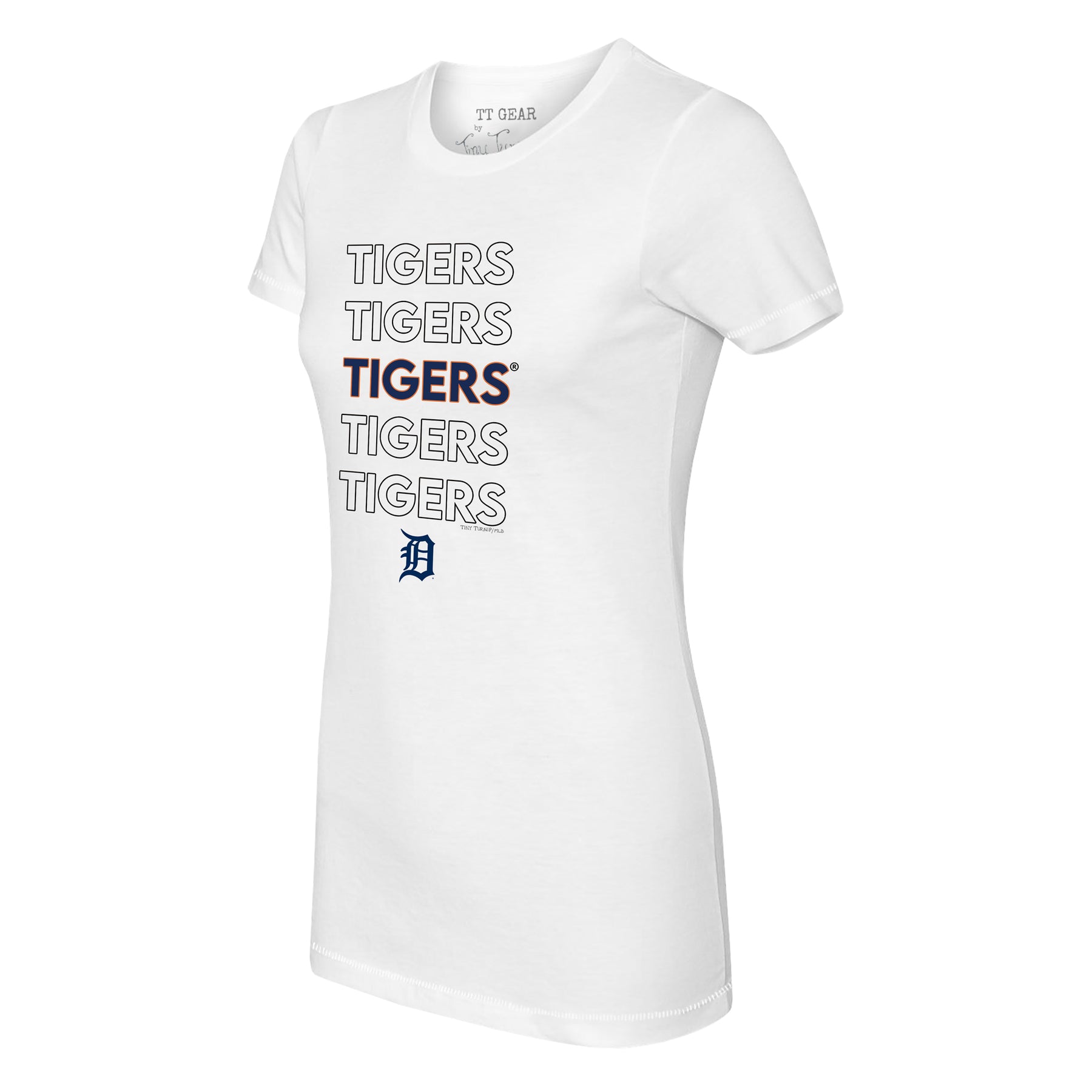 Girls Youth Tiny Turnip Navy Detroit Tigers State Outline Fringe T-Shirt Size: Large