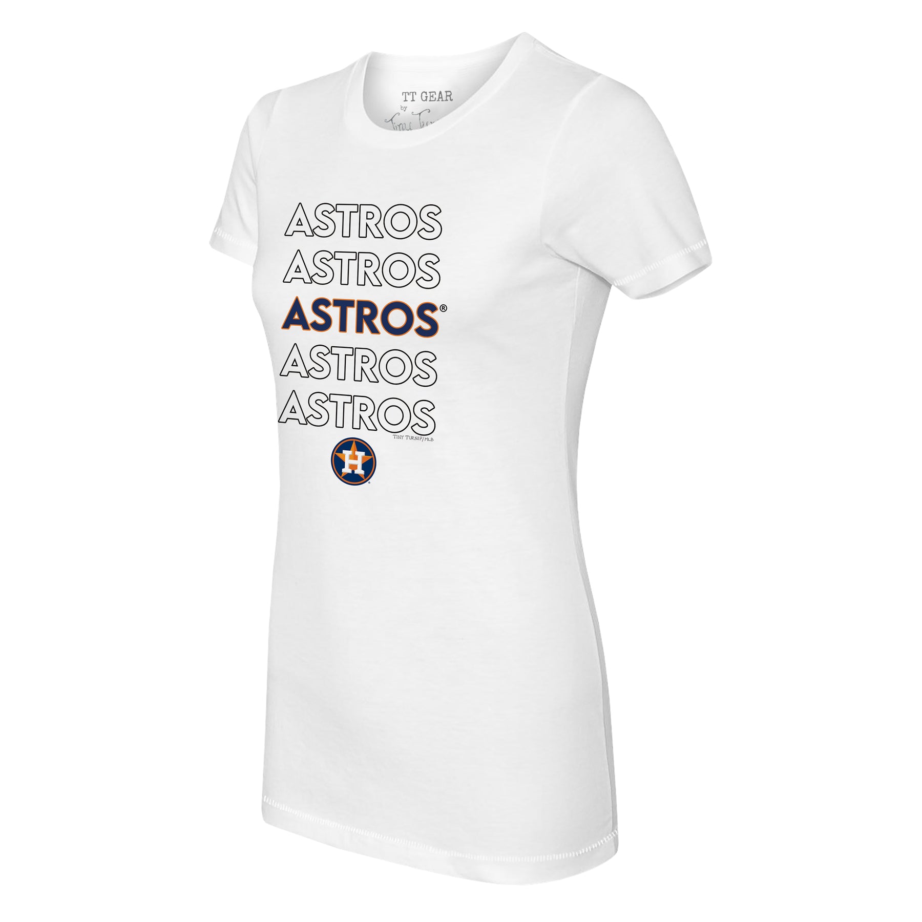Women's Tiny Turnip White Houston Astros Stacked T-Shirt Size: Small