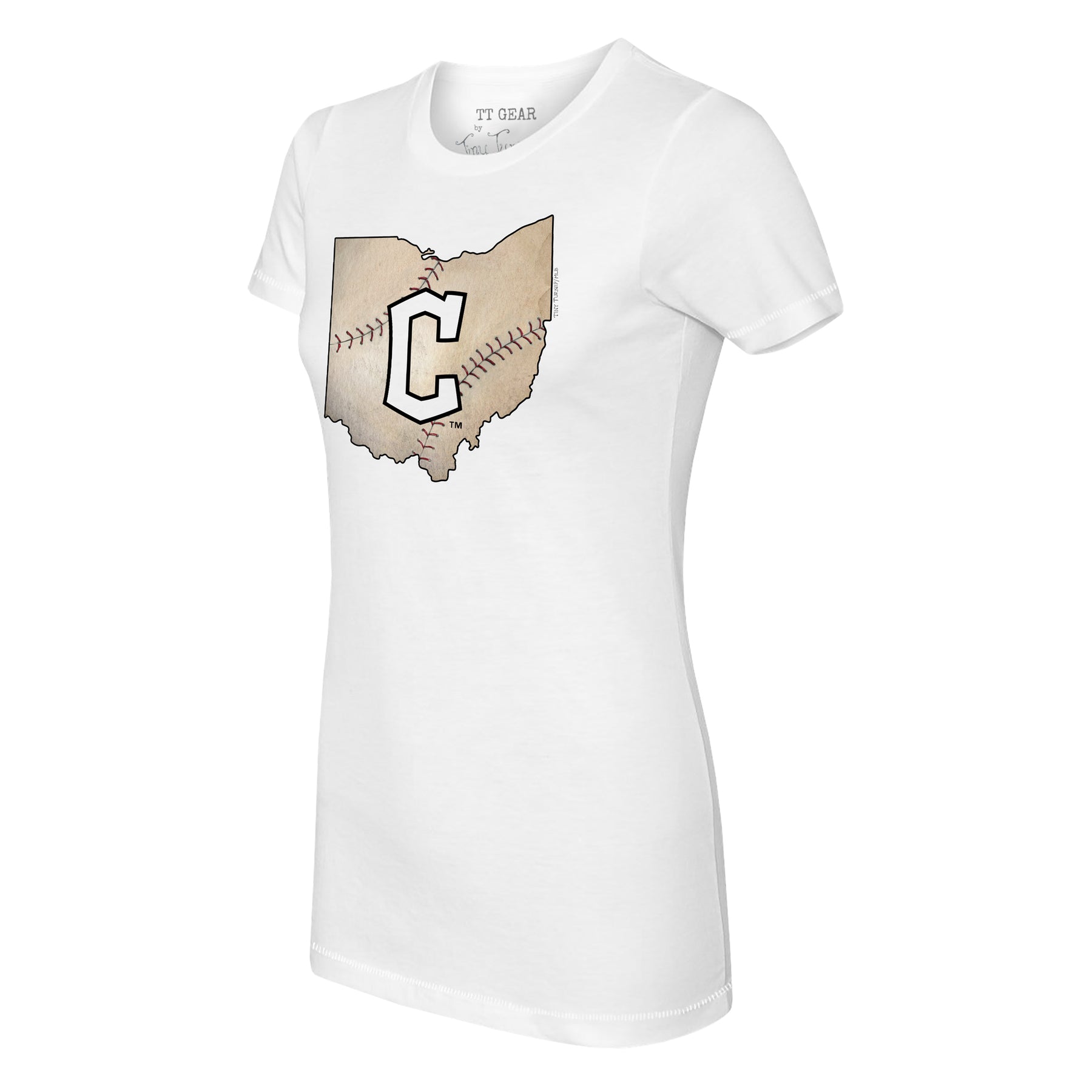 Women's Tiny Turnip White Cleveland Guardians Dirt Ball T-Shirt