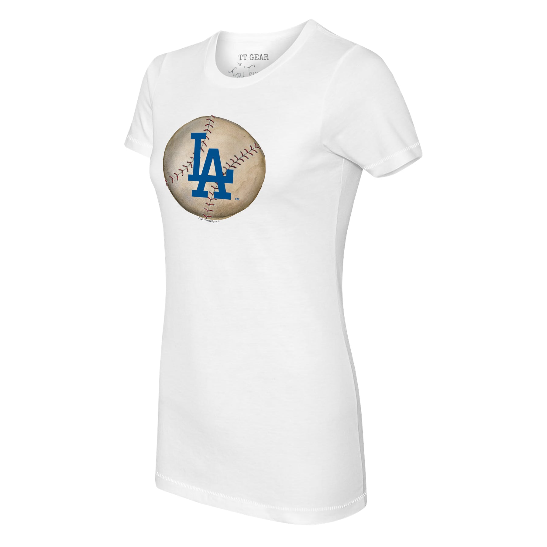 Tiny Turnip Los Angeles Dodgers Women's White/Royal James 3/4-Sleeve Raglan  T-Shirt