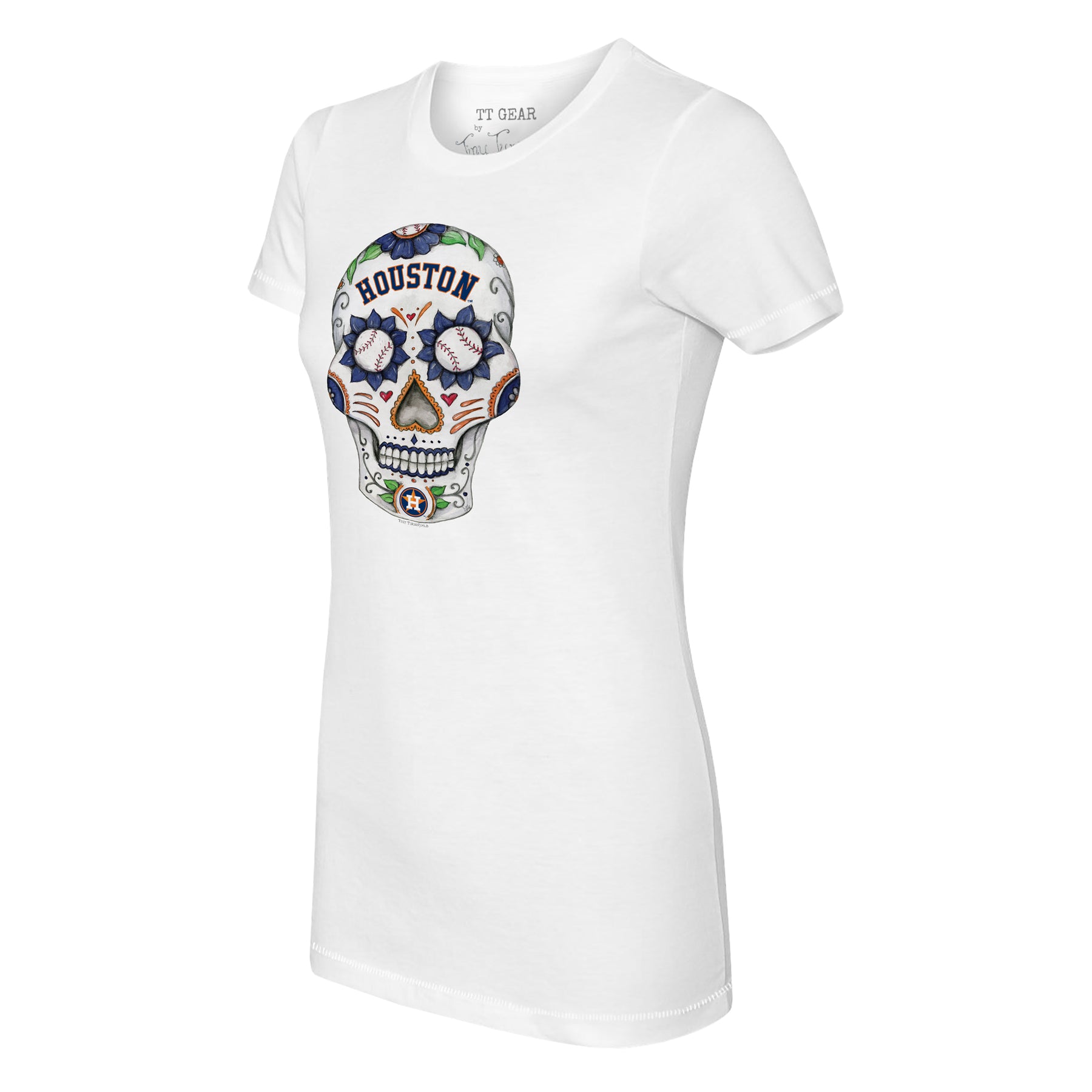 Women's Tiny Turnip White/Black Houston Astros Sugar Skull 3/4-Sleeve Raglan T-Shirt Size: Extra Large