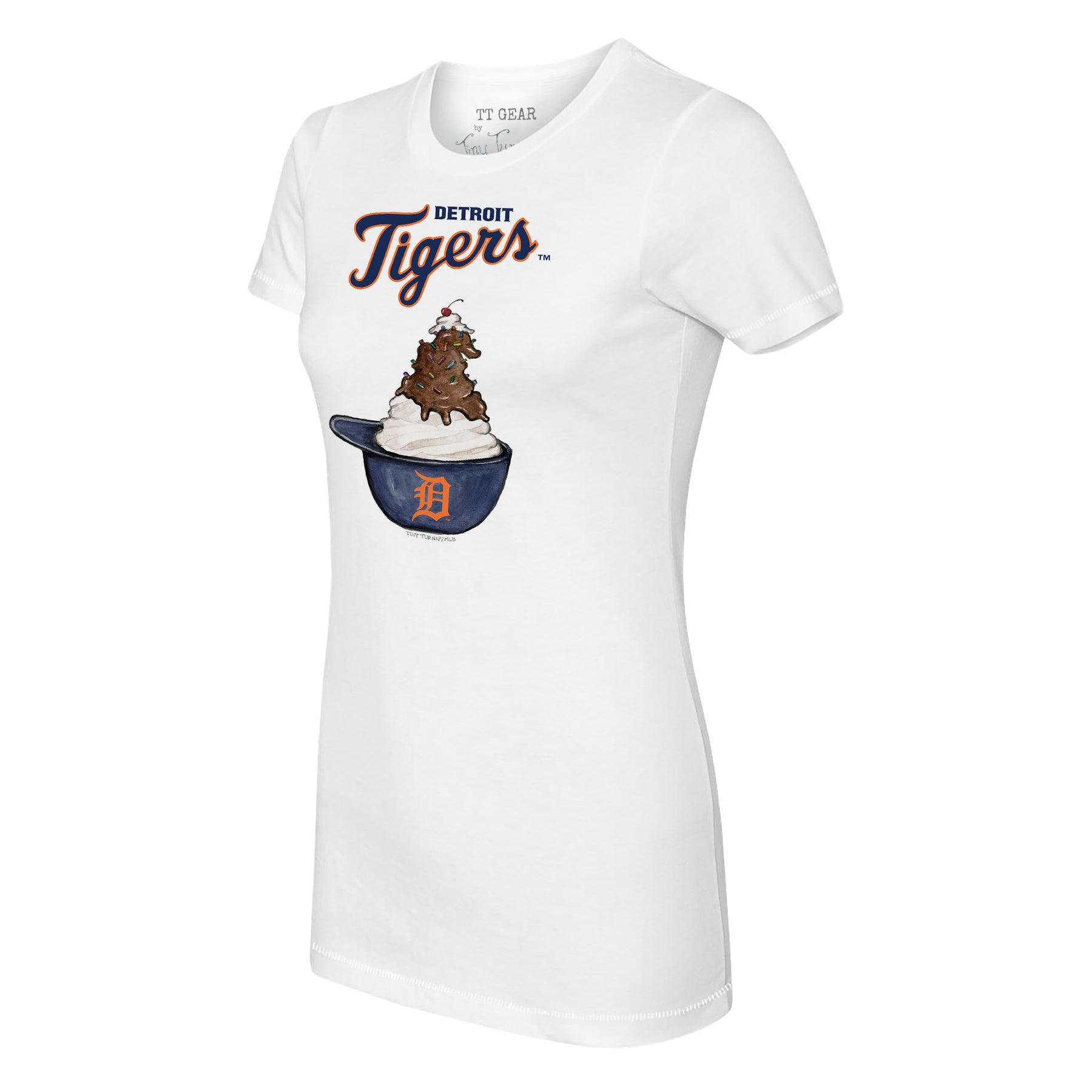 Girls Youth Tiny Turnip Navy Detroit Tigers Baseball Bow Fringe T-Shirt Size: Small