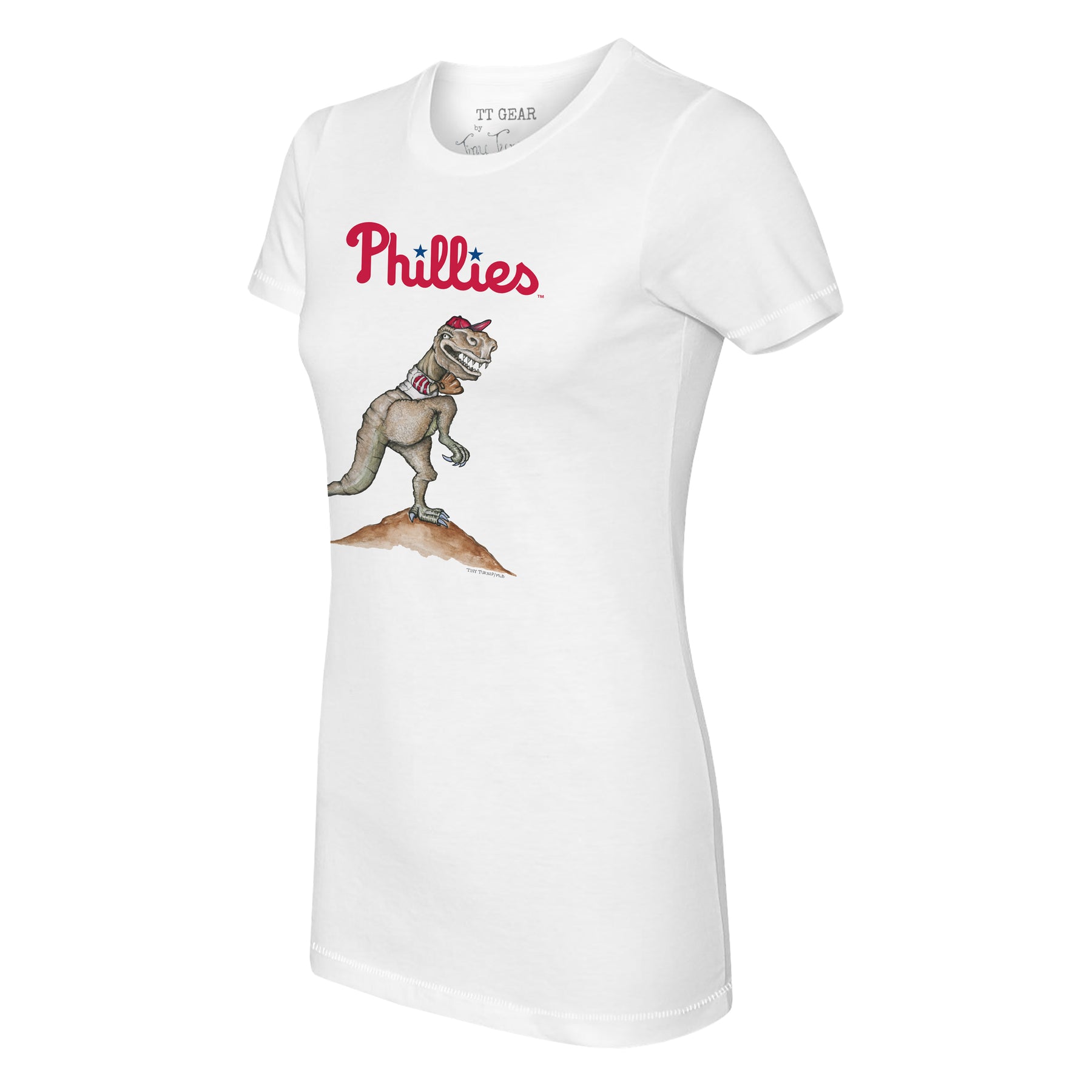 Philadelphia Phillies Tiny Turnip Women's Baseball Tie T-Shirt - Red