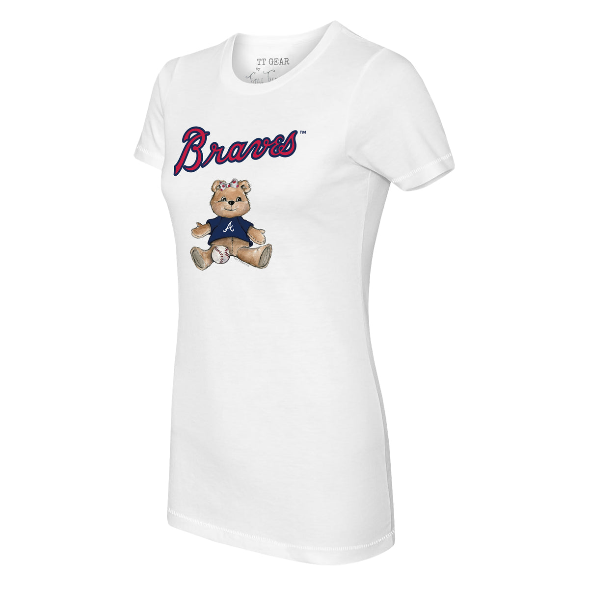 Girls Youth Tiny Turnip Navy Atlanta Braves Peace Love Baseball Fringe T-Shirt Size: Extra Large