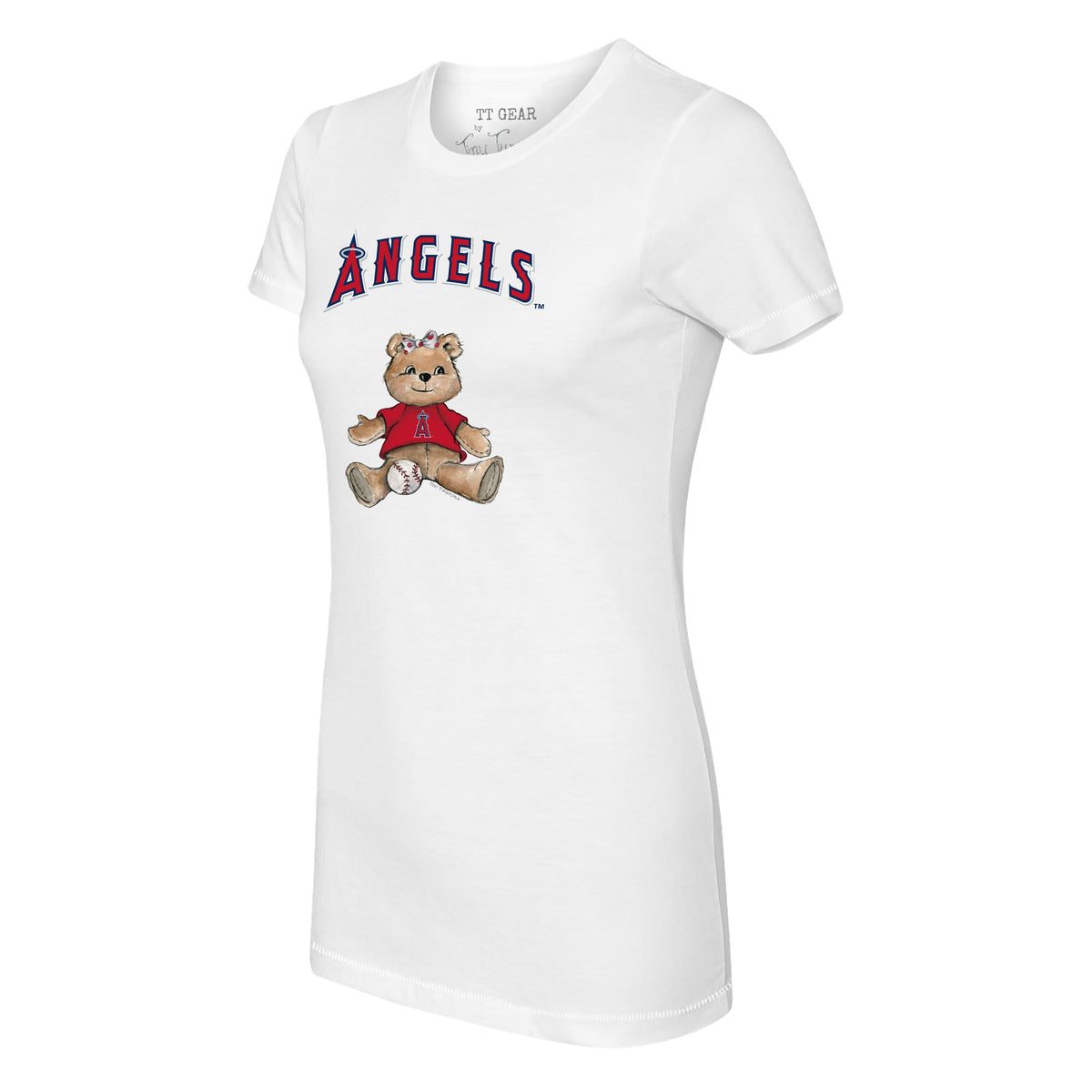 Youth Tiny Turnip White Los Angeles Angels Baseball Tear T-Shirt
