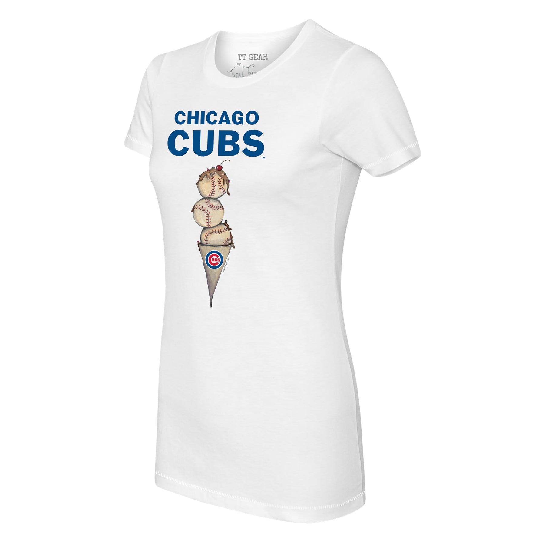 Chicago Cubs Tiny Turnip Infant Spit Ball T-Shirt - White