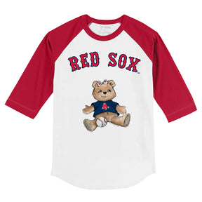 Boston Red Sox Girl Teddy 3/4 Red Sleeve Raglan