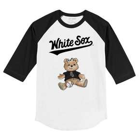 Chicago White Sox Girl Teddy 3/4 Black Sleeve Raglan