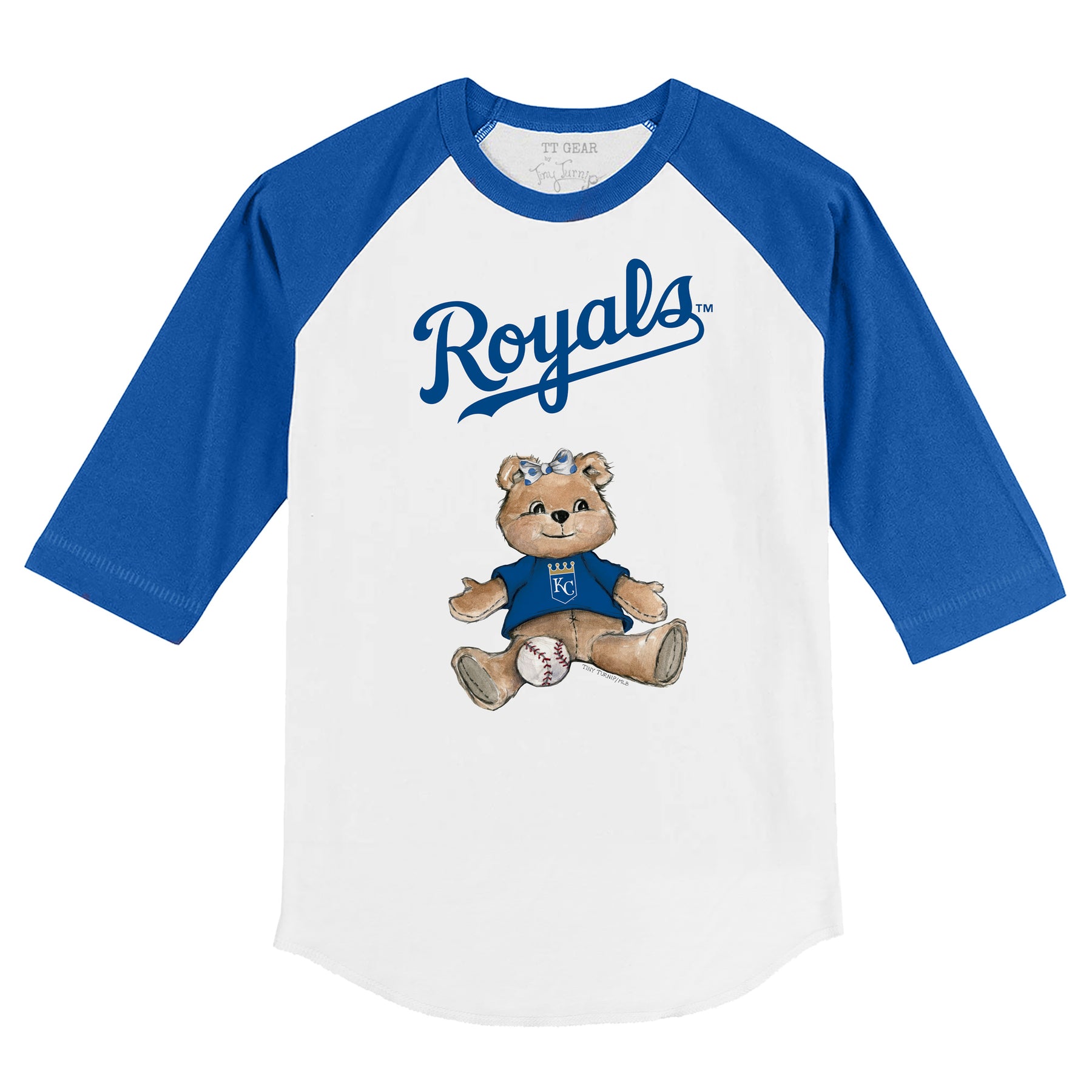 Kansas City Royals Girl Teddy 3/4 Royal Blue Sleeve Raglan