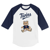 Minnesota Twins Girl Teddy 3/4 Navy Blue Sleeve Raglan