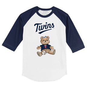Minnesota Twins Girl Teddy 3/4 Navy Blue Sleeve Raglan