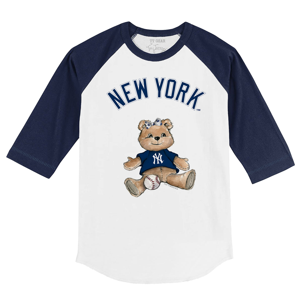 New York Yankees Girl Teddy 3/4 Navy Blue Sleeve Raglan