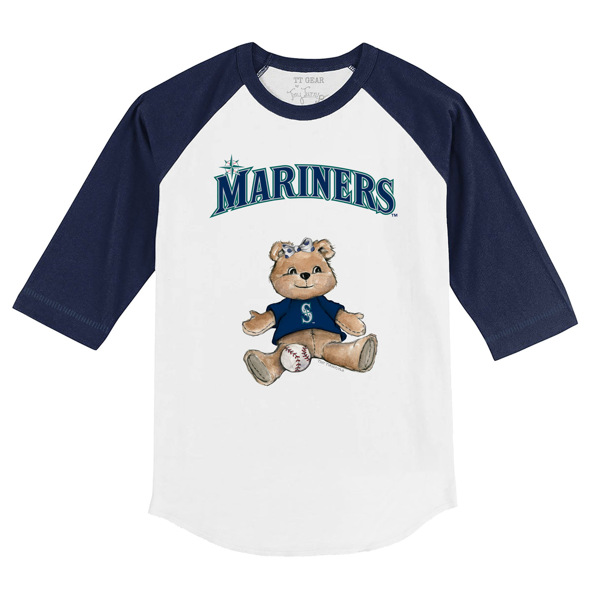 Seattle Mariners Girl Teddy 3/4 Navy Blue Sleeve Raglan