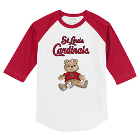 St. Louis Cardinals Girl Teddy 3/4 Red Sleeve Raglan