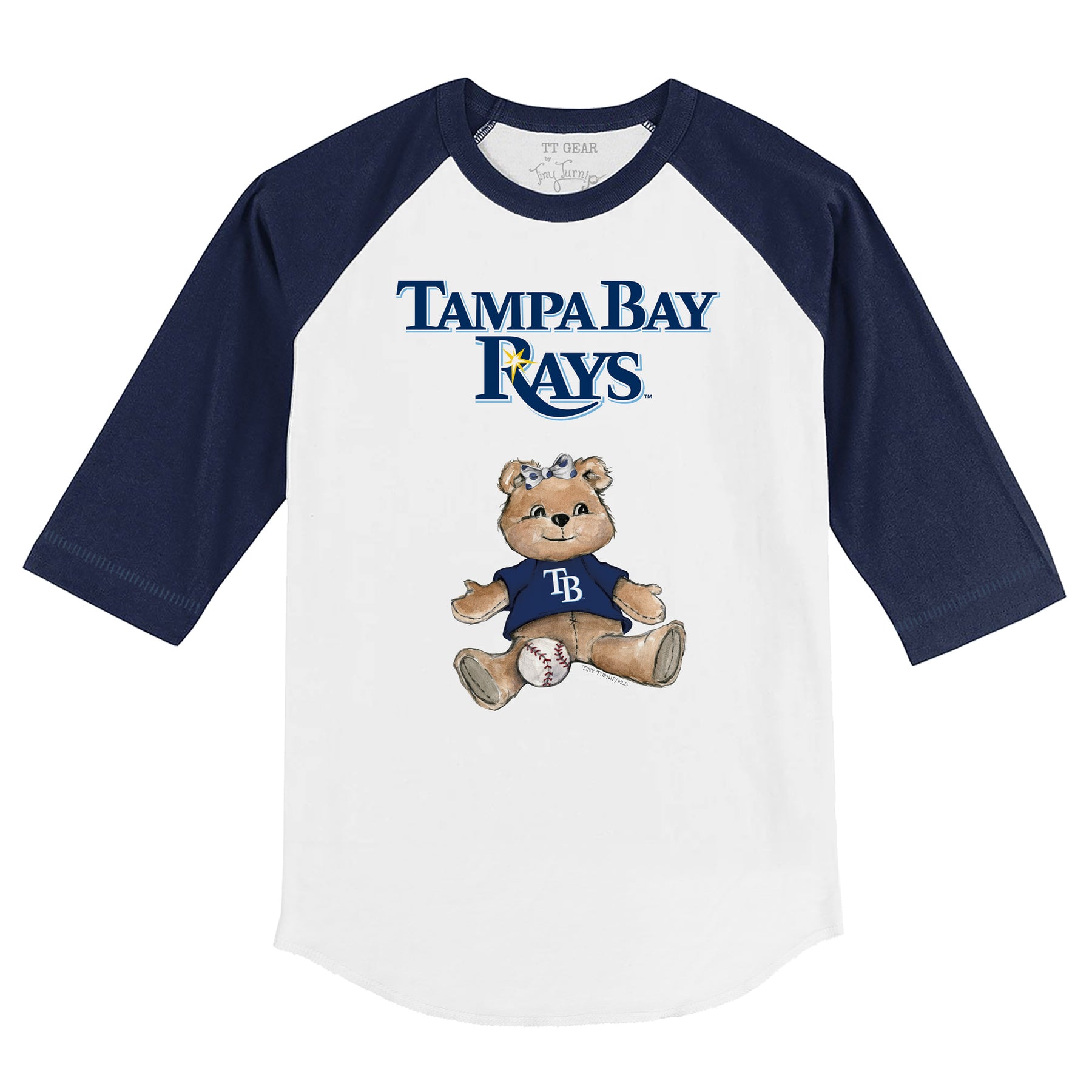 Tampa Bay Rays Girl Teddy 3/4 Navy Blue Sleeve Raglan