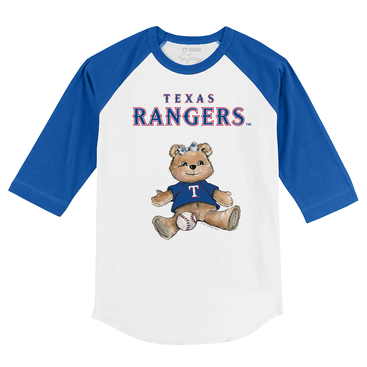 Texas Rangers Girl Teddy 3/4 Royal Blue Sleeve Raglan