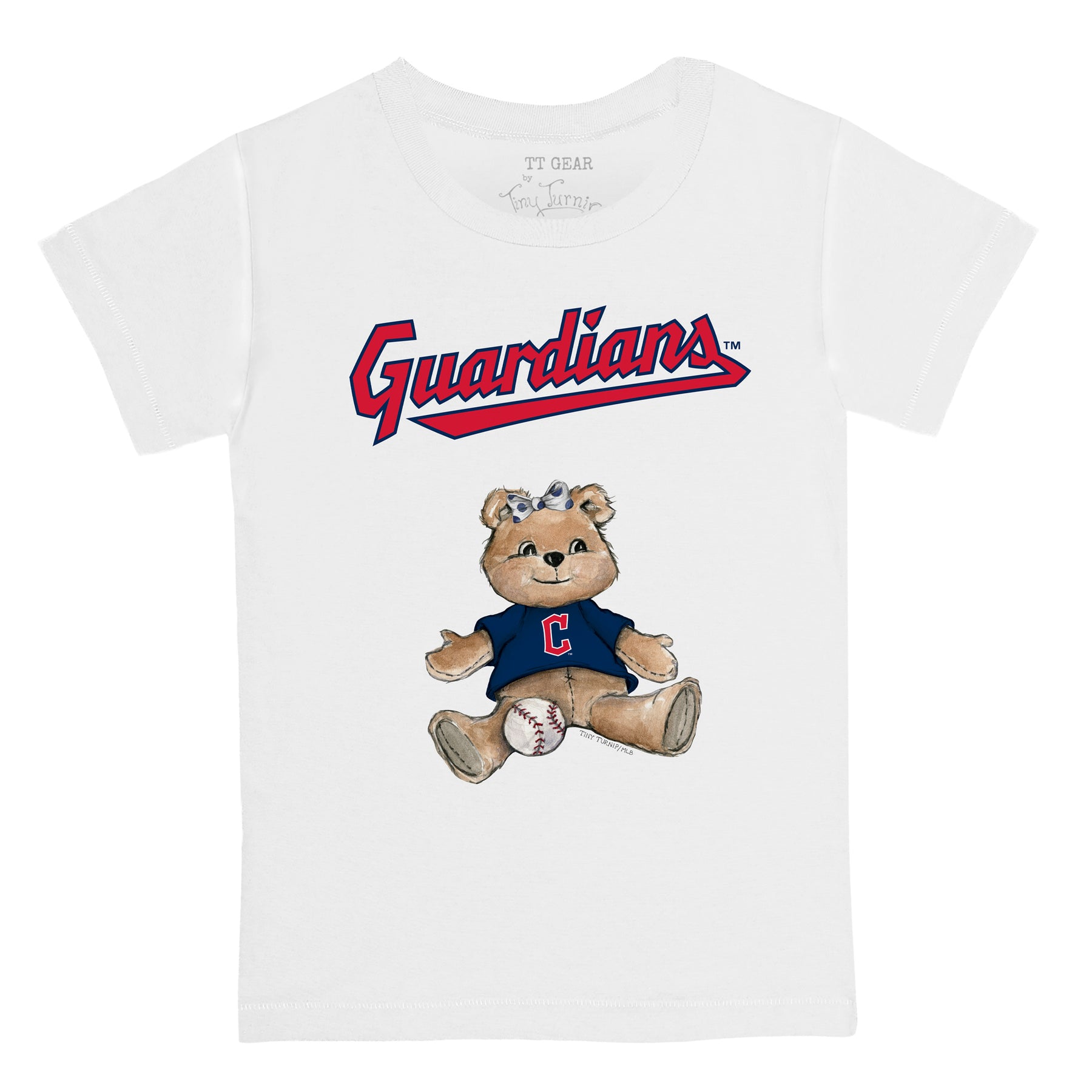 Women's Tiny Turnip Navy Cleveland Guardians State Outline T-Shirt Size: Large