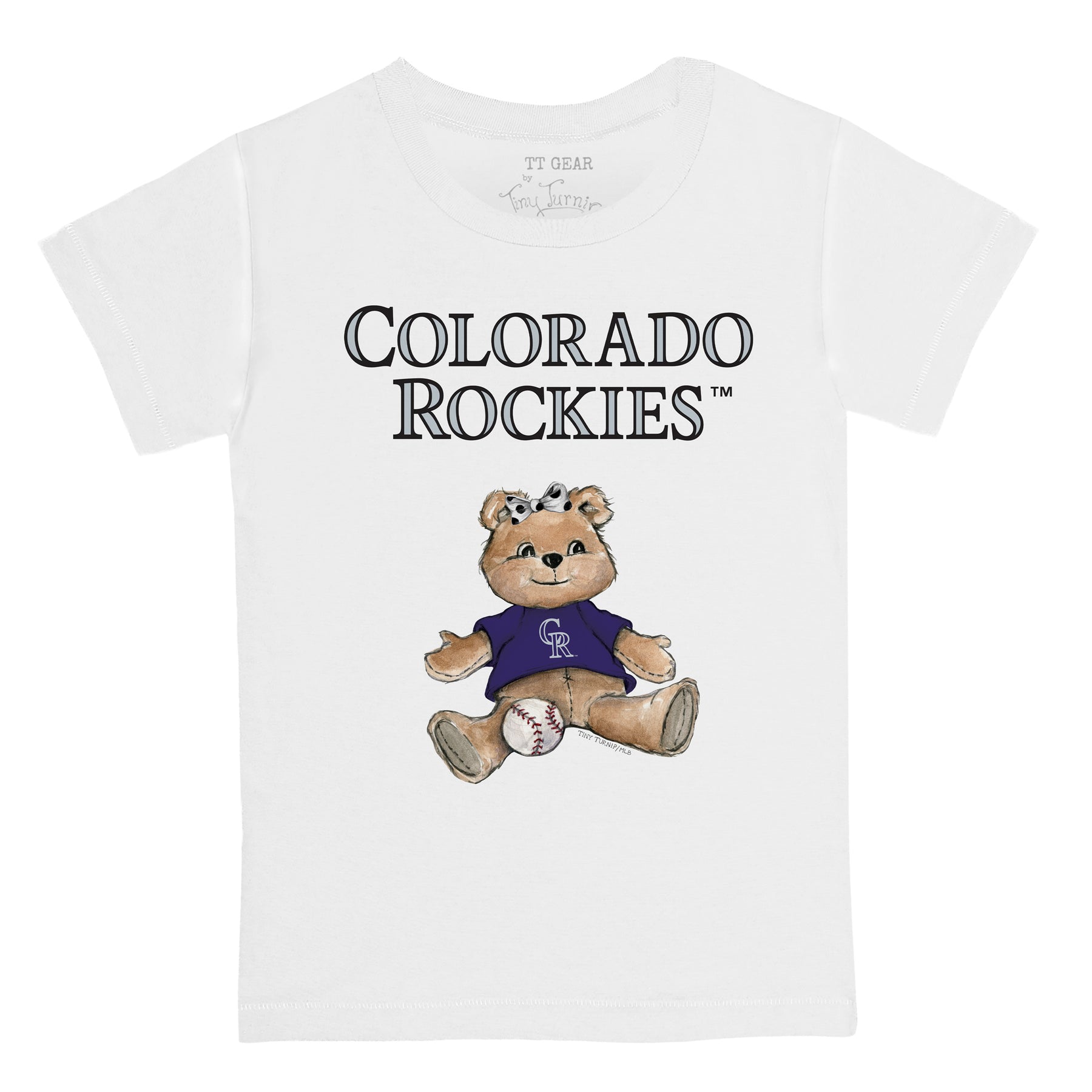 Women's Tiny Turnip White Colorado Rockies Girl Teddy T-Shirt Size: Extra Small