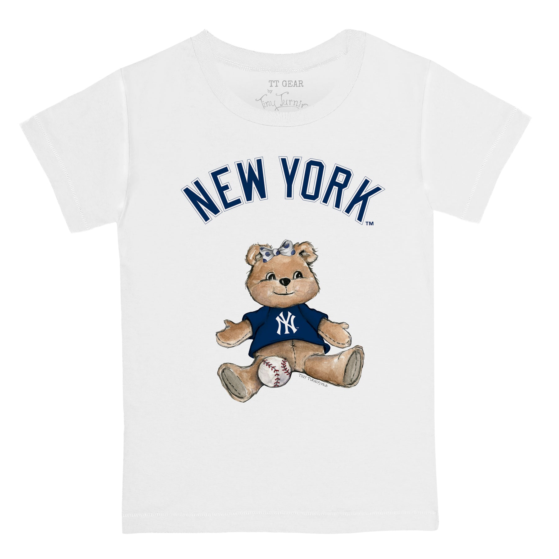 Youth Tiny Turnip White New York Yankees Girl Teddy T-Shirt Size: Large