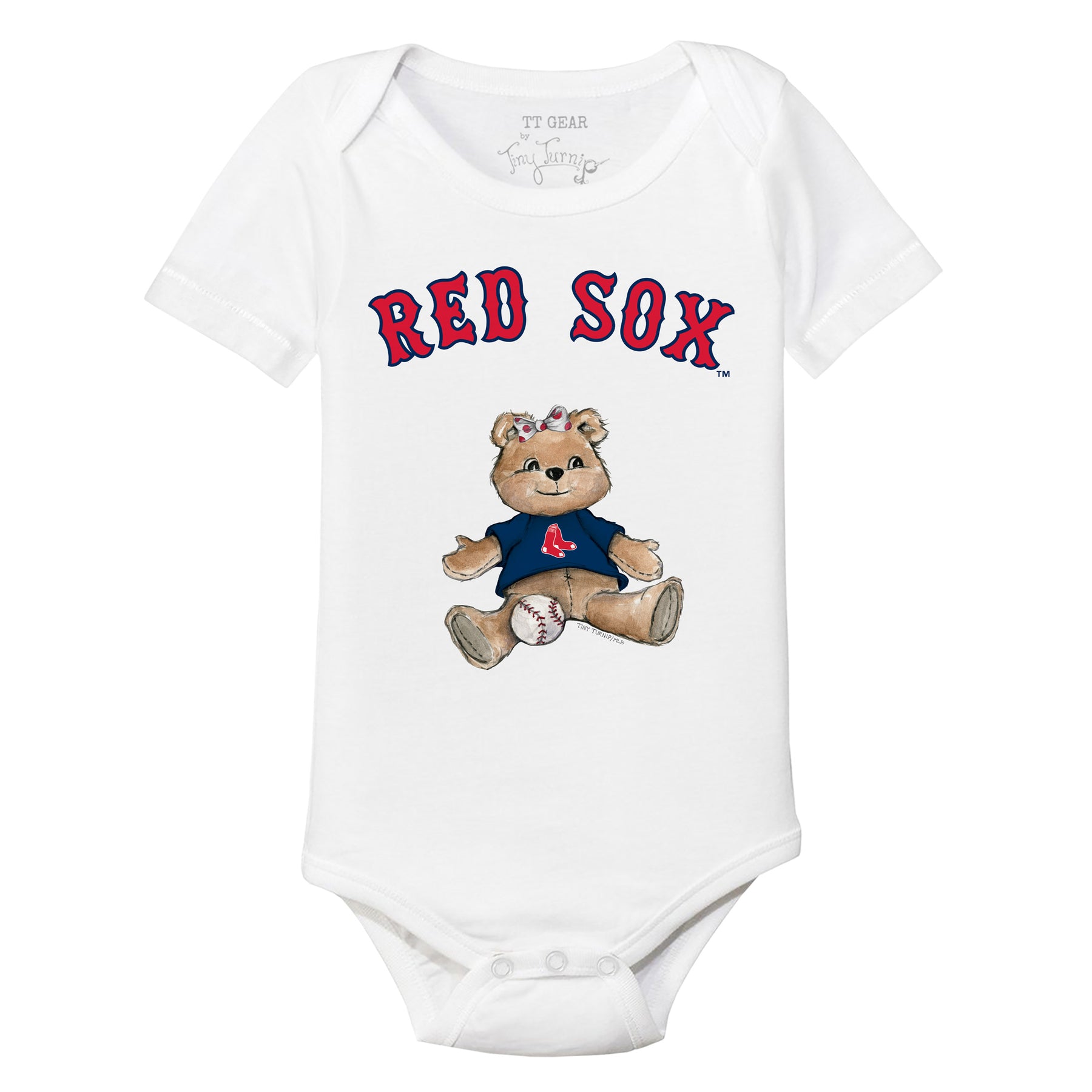 Boston Red Sox Girl Teddy Short Sleeve Snapper 12M / White
