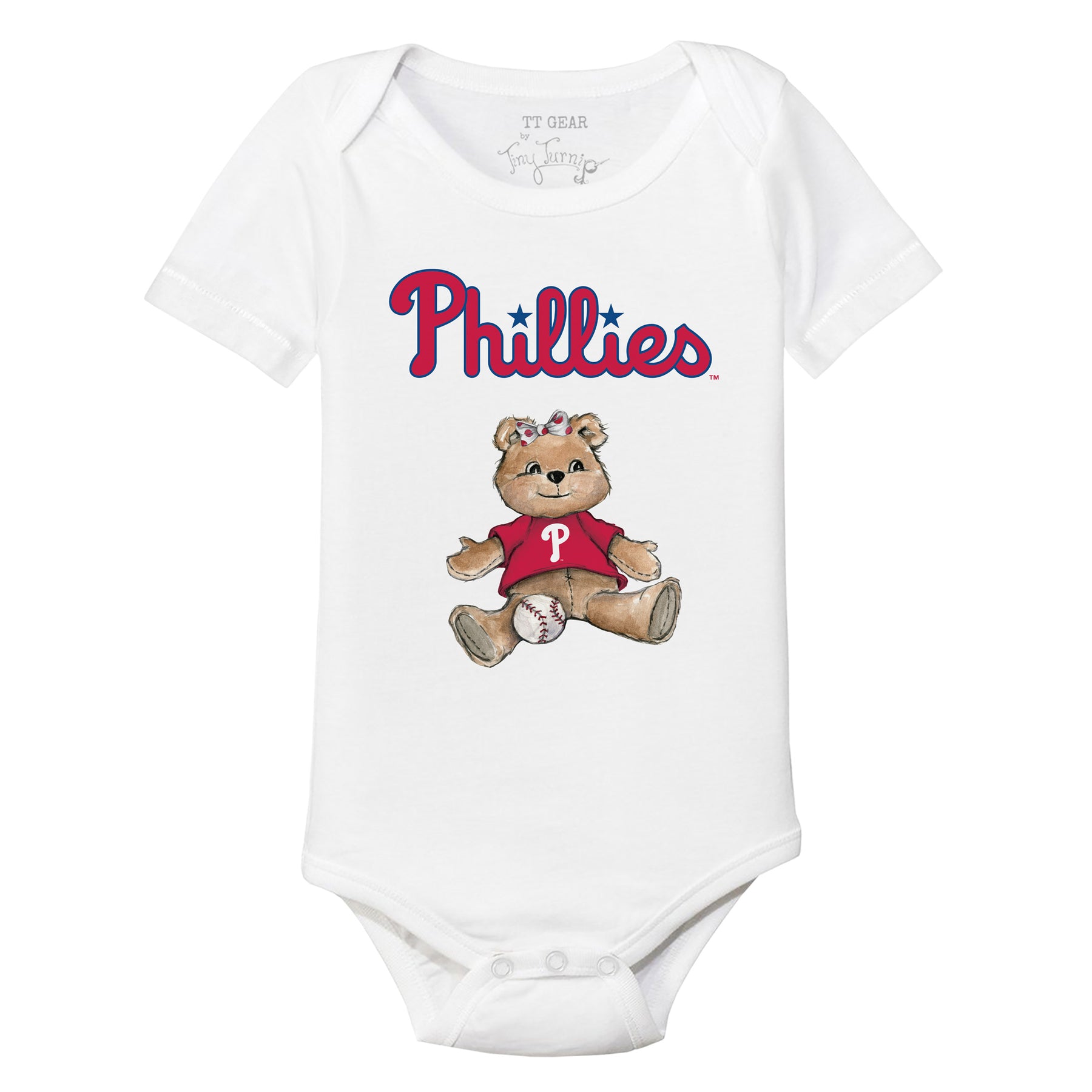 Philadelphia Phillies Girl Teddy Short Sleeve Snapper 12M / White
