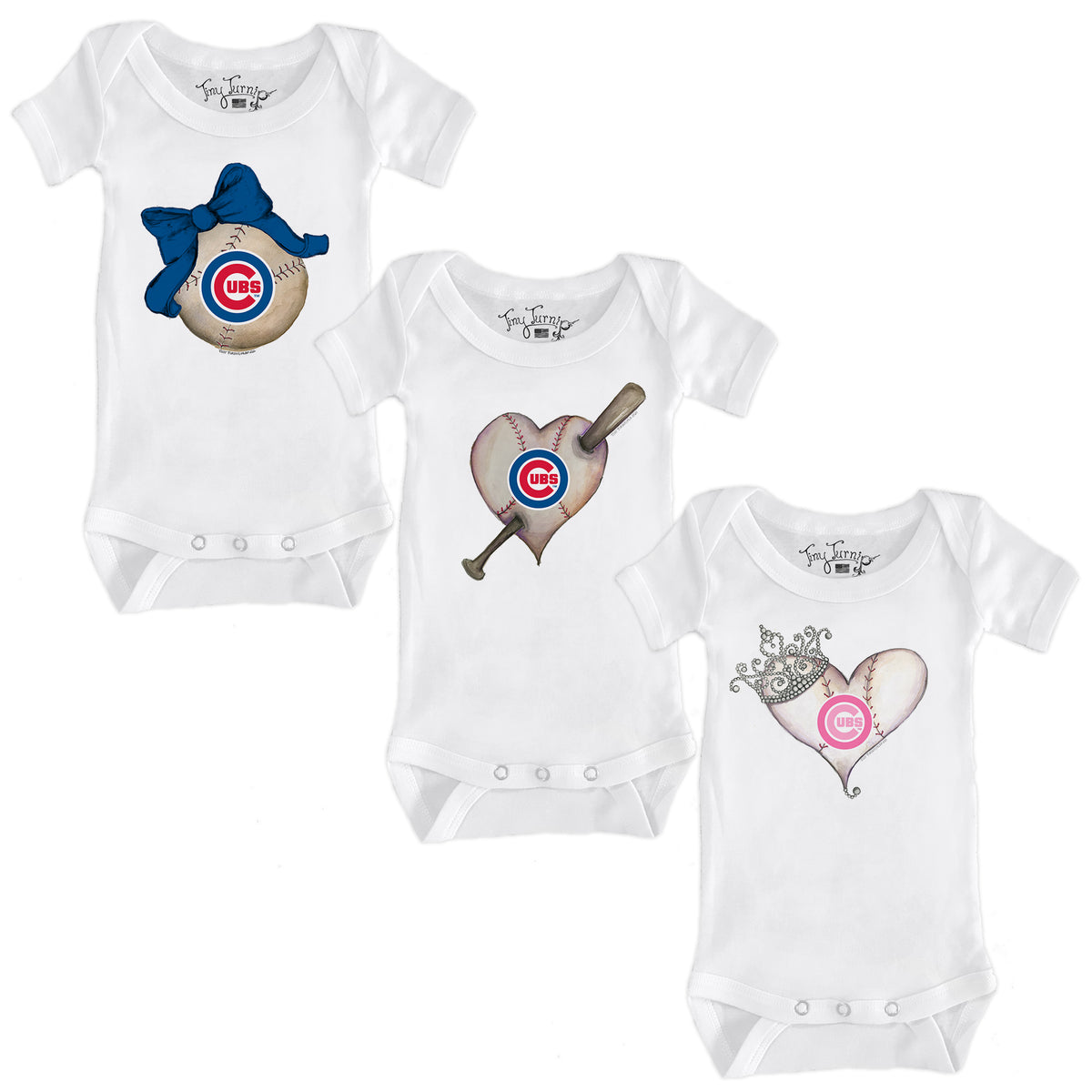 Chicago Cubs Hearts and Bows Short Sleeve Snapper Bundle