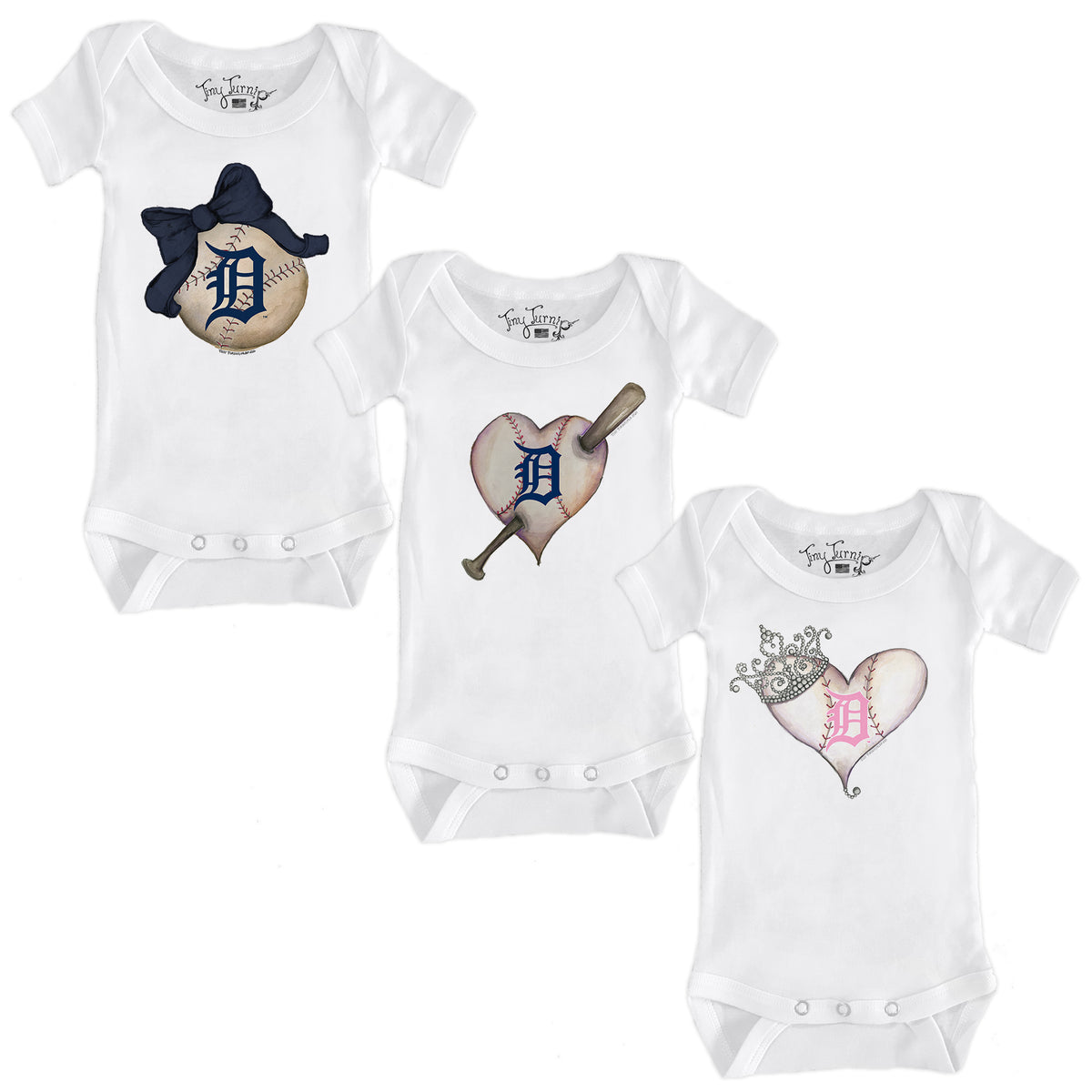Detroit Tigers Hearts and Bows Short Sleeve Snapper Bundle