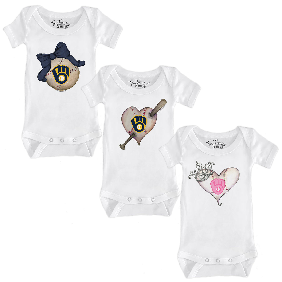Milwaukee Brewers Hearts and Bows Short Sleeve Snapper Bundle