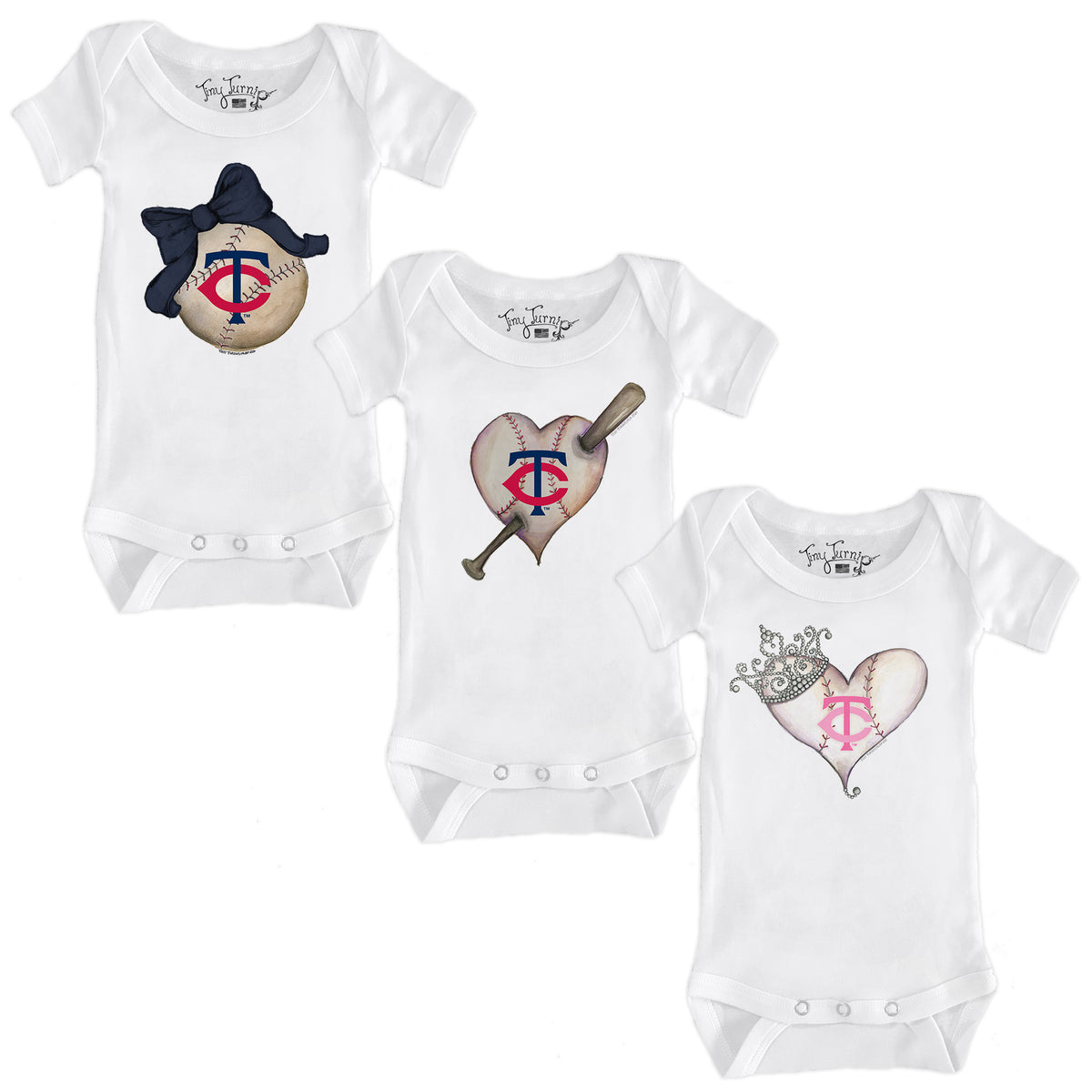 Minnesota Twins Hearts and Bows Short Sleeve Snapper Bundle