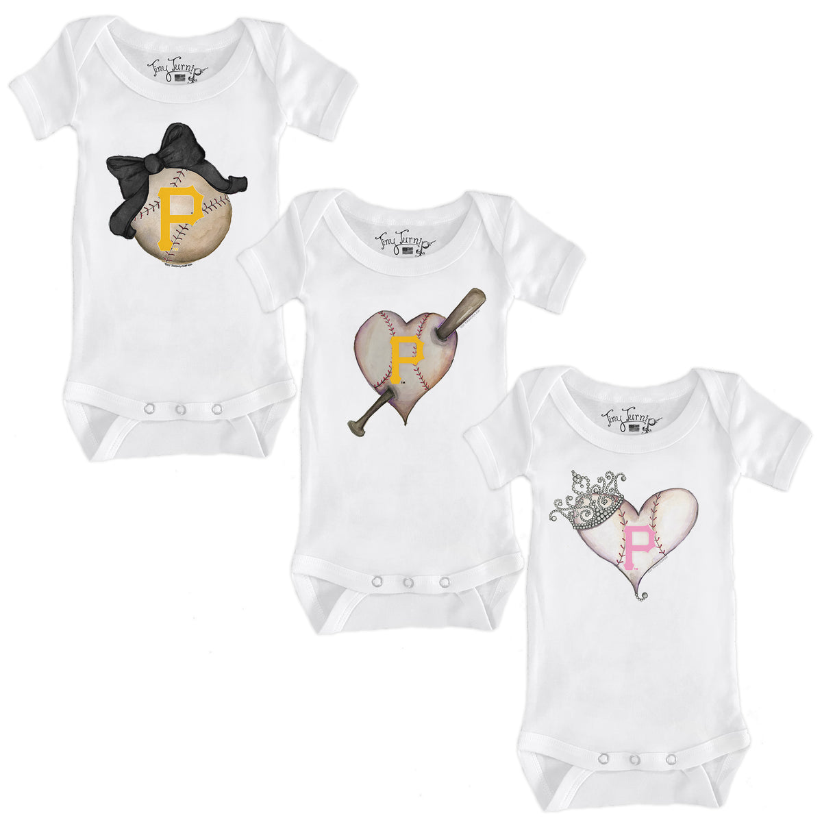 Pittsburgh Pirates Hearts and Bows Short Sleeve Snapper Bundle