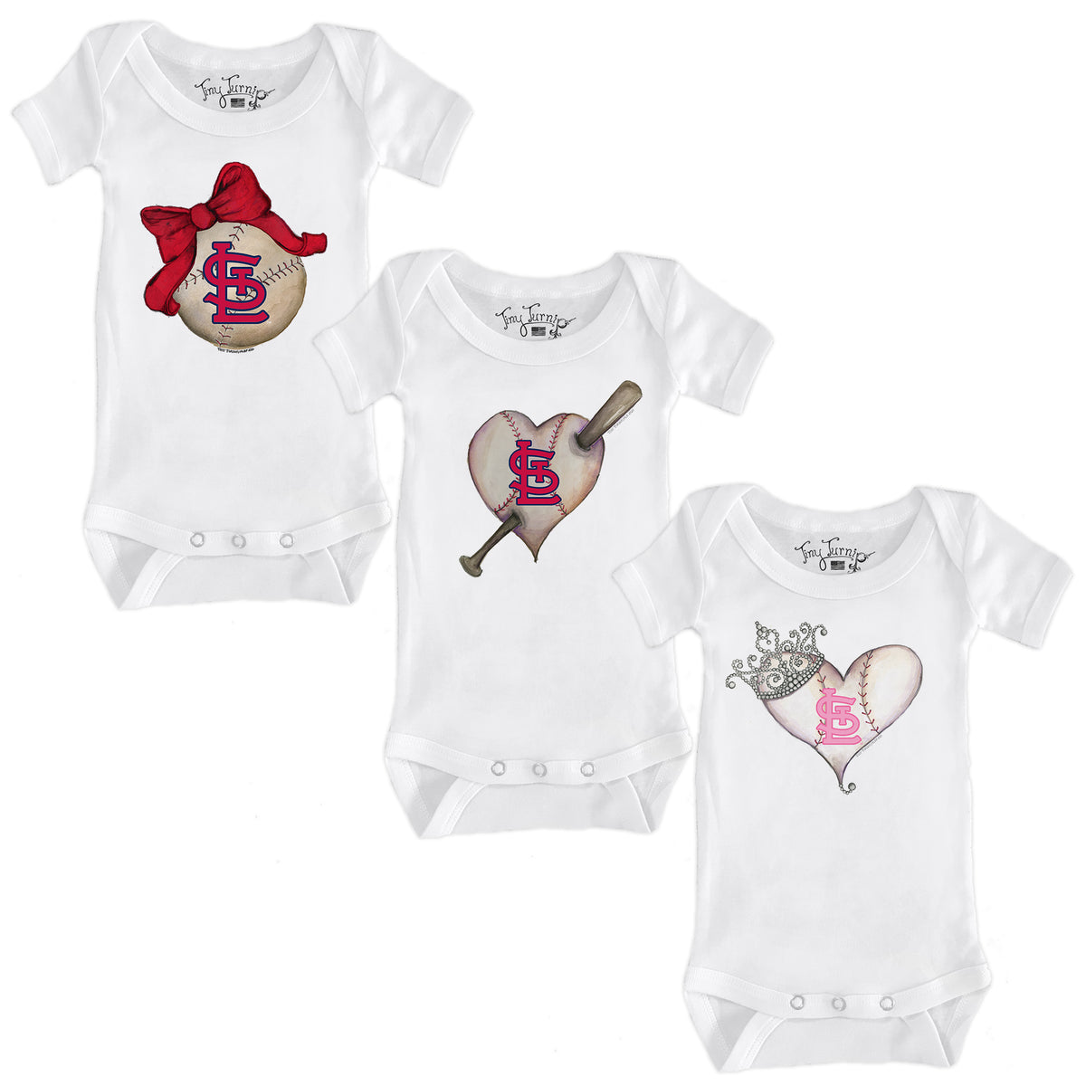 St. Louis Cardinals Hearts and Bows Short Sleeve Snapper Bundle