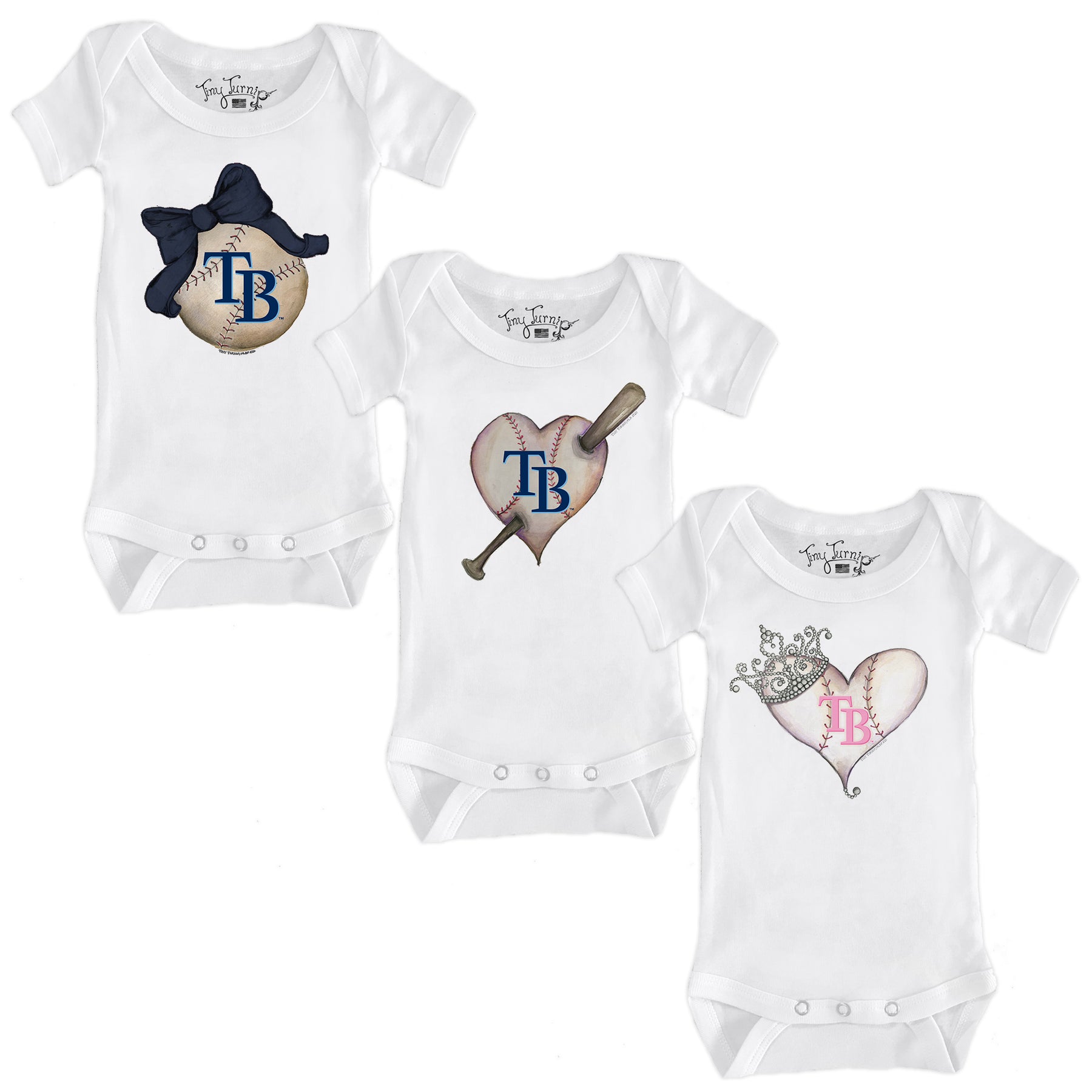Tampa Bay Rays Hearts and Bows Short Sleeve Snapper Bundle