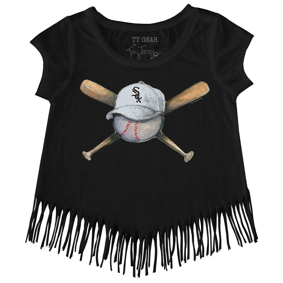 Girls Youth Tiny Turnip Black San Francisco Giants Sugar Skull Fringe T-Shirt Size: Extra Large